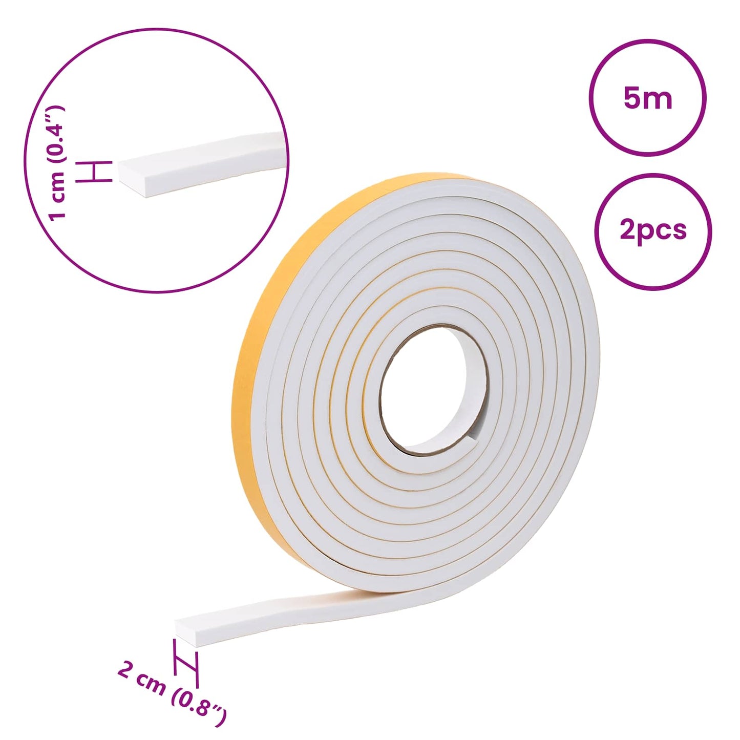 Zelfklevende schuimtape 2 pcs Wit 20mm x 5m CR Schuim is nu te koop bij PeponiXL, paradijselijk wonen!