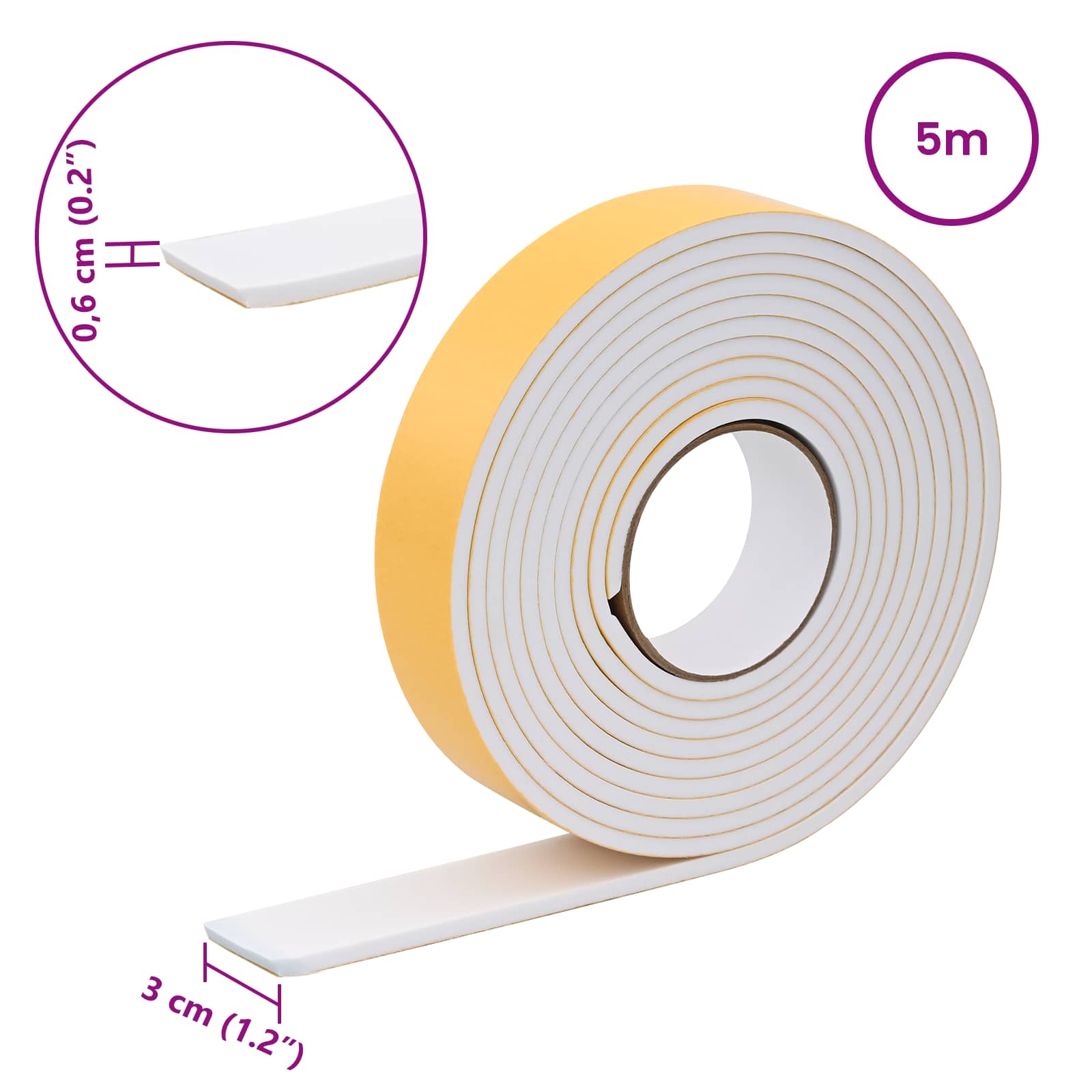 Zelfklevende schuimtape 20 pcs Wit 30mm x 5m CR Schuim is nu te koop bij PeponiXL, paradijselijk wonen!
