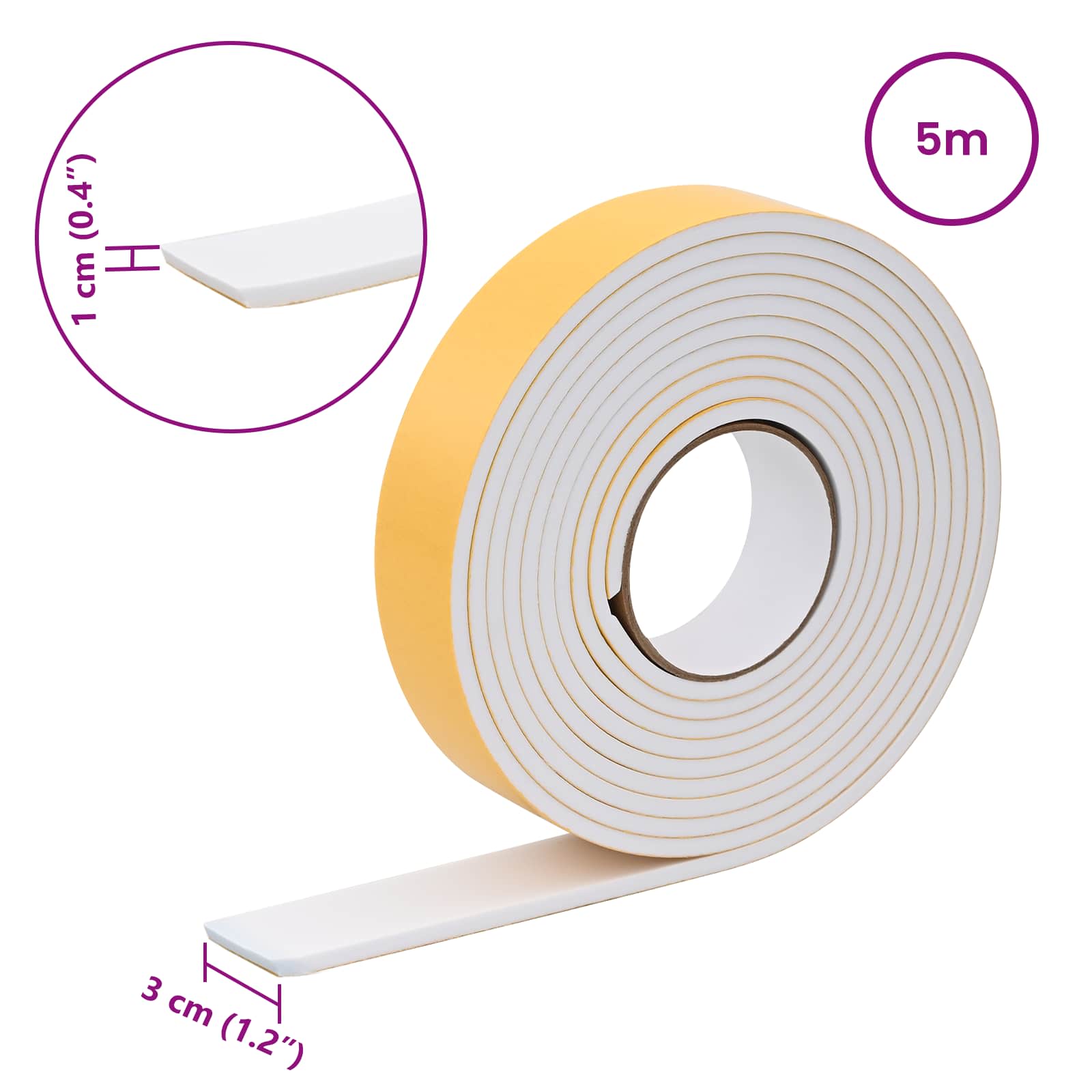 Zelfklevende schuimtape 10 pcs Wit 30mm x 5m CR Schuim is nu te koop bij PeponiXL, paradijselijk wonen!