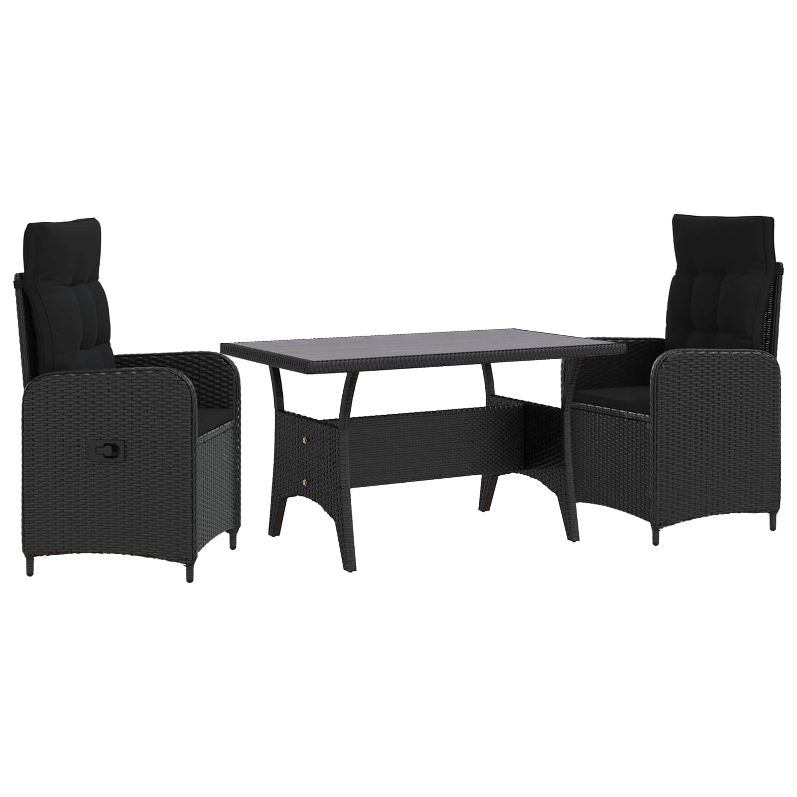 Buiten eettafelset 3 pcs Zwart poly rattan is nu te koop bij PeponiXL, paradijselijk wonen!