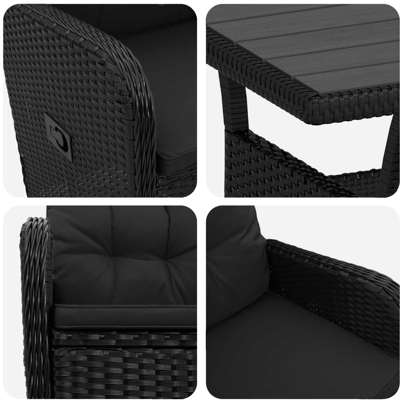 Buiten eettafelset 5 pcs Zwart poly rattan is nu te koop bij PeponiXL, paradijselijk wonen!