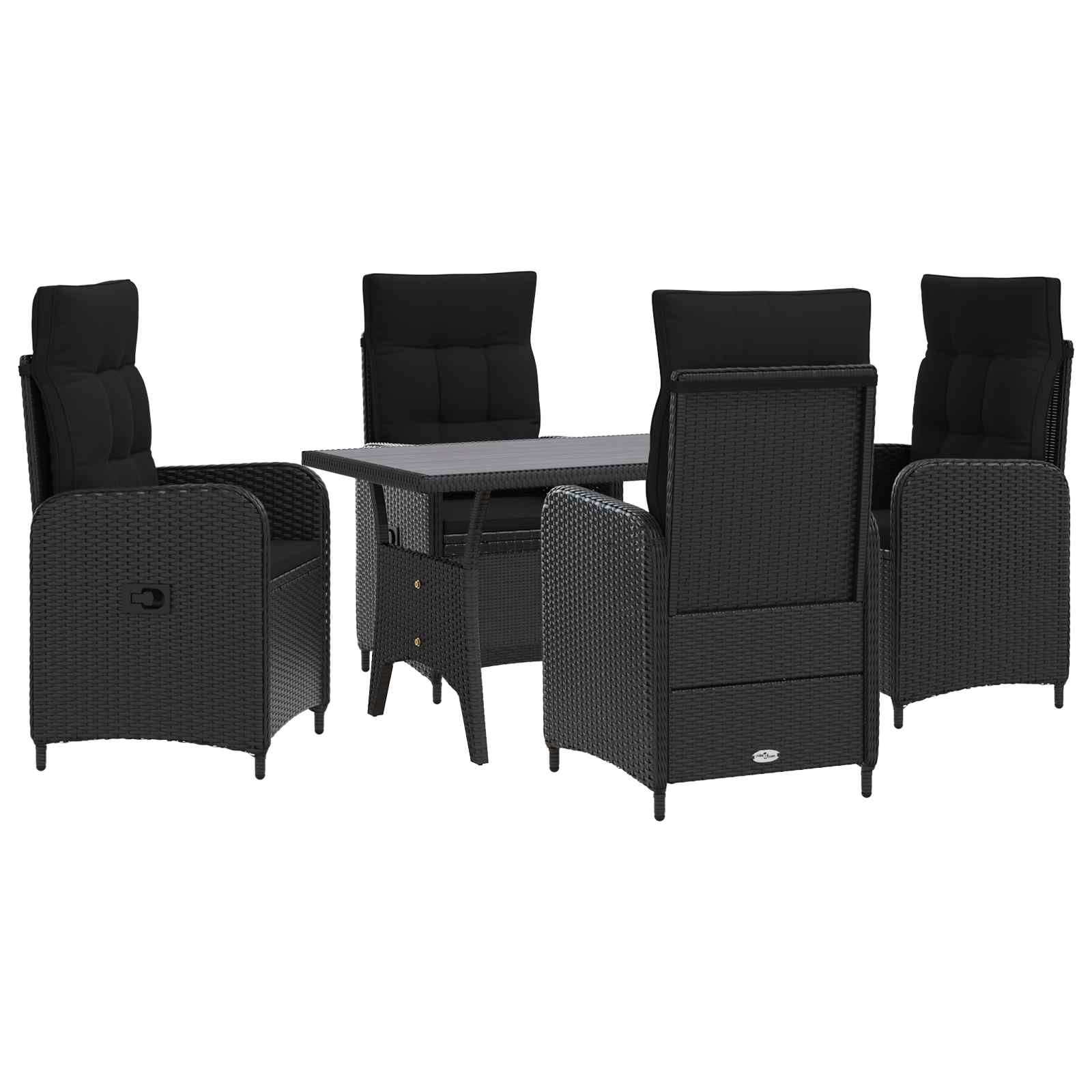 Buiten eettafelset 5 pcs Zwart poly rattan is nu te koop bij PeponiXL, paradijselijk wonen!