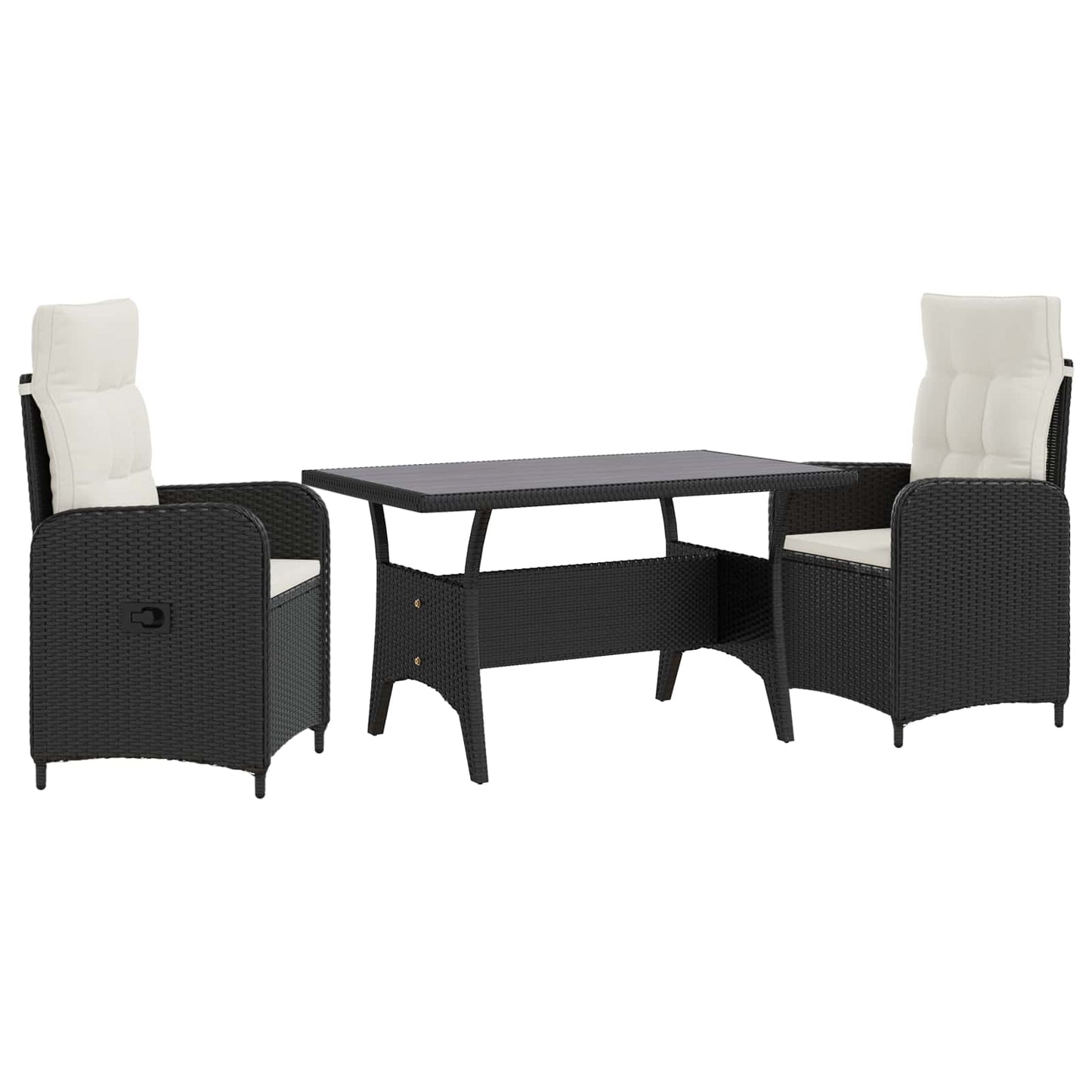 Buiten eettafelset 3 pcs Zwart en Cream Wit poly rattan is nu te koop bij PeponiXL, paradijselijk wonen!