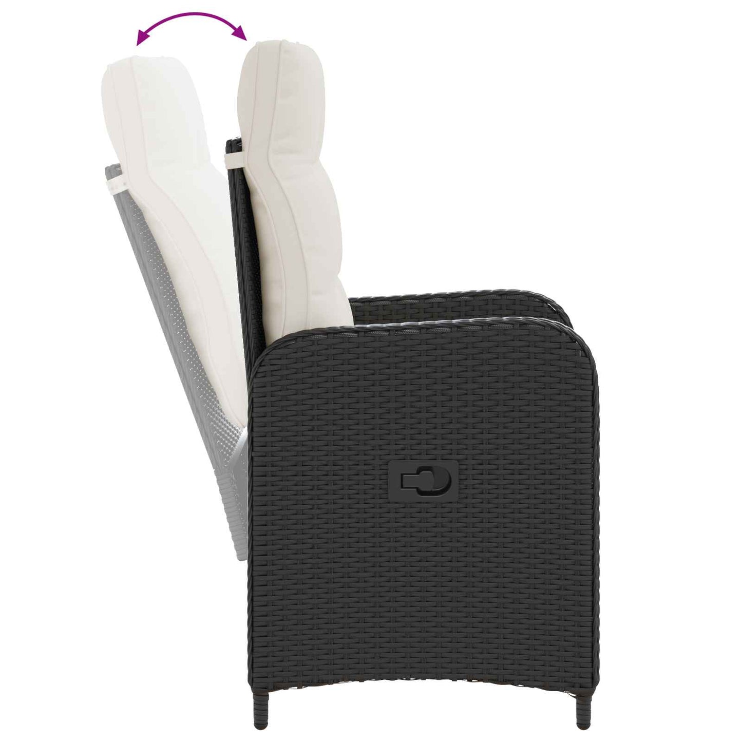 Buiten eettafelset 3 pcs Zwart en Cream Wit poly rattan is nu te koop bij PeponiXL, paradijselijk wonen!