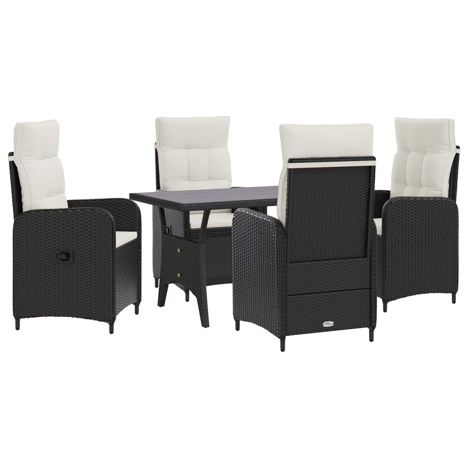 Buiten eettafelset 5 pcs Zwart en Cream Wit poly rattan is nu te koop bij PeponiXL, paradijselijk wonen!