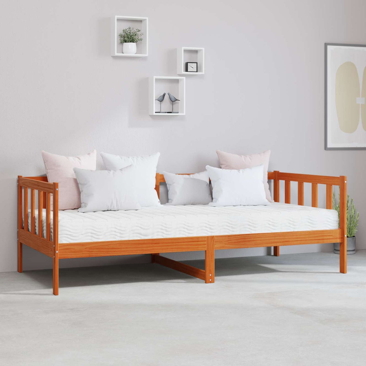 Daybed met matras met hoofdeinde Waxbruin en wit 90 x 200 cm is nu te koop bij PeponiXL, paradijselijk wonen!