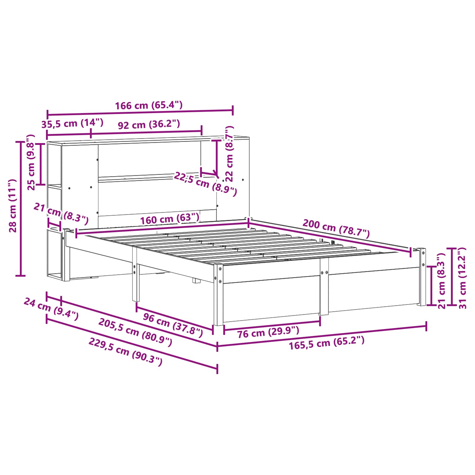 Bedframe met opberghoofdeksel 2 pcs Wasbruin Massief Vurenhout is nu te koop bij PeponiXL, paradijselijk wonen!