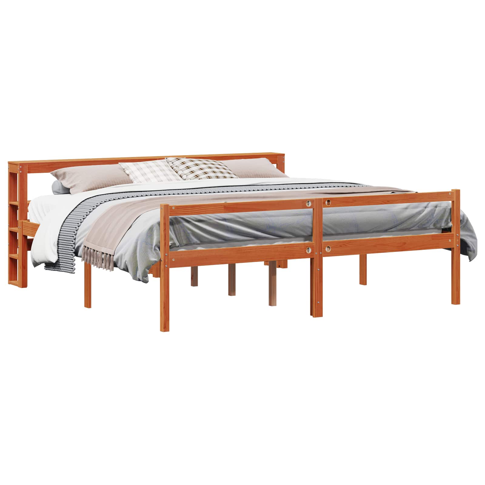 Bedframe met hoofdeinde 2 pcs Wasbruin Massief Vurenhout is nu te koop bij PeponiXL, paradijselijk wonen!