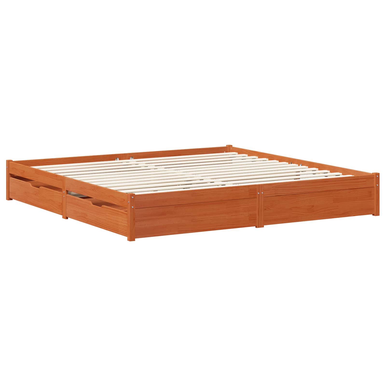 Bedframe met lade Wasbruin 200 x 200 cm Massief Vurenhout is nu te koop bij PeponiXL, paradijselijk wonen!