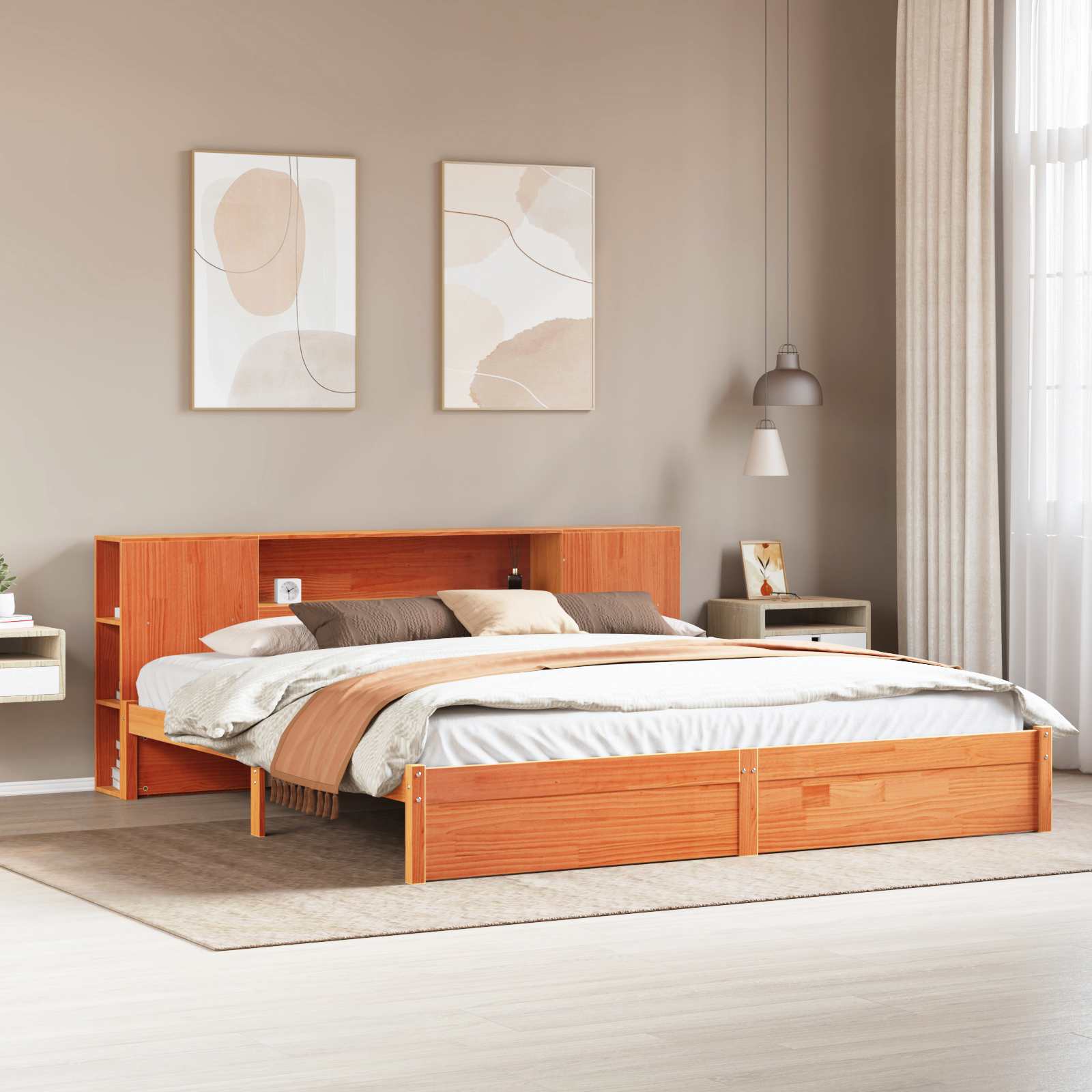 Bedframe met opberghoofdeksel 2 pcs Wasbruin Massief Vurenhout is nu te koop bij PeponiXL, paradijselijk wonen!