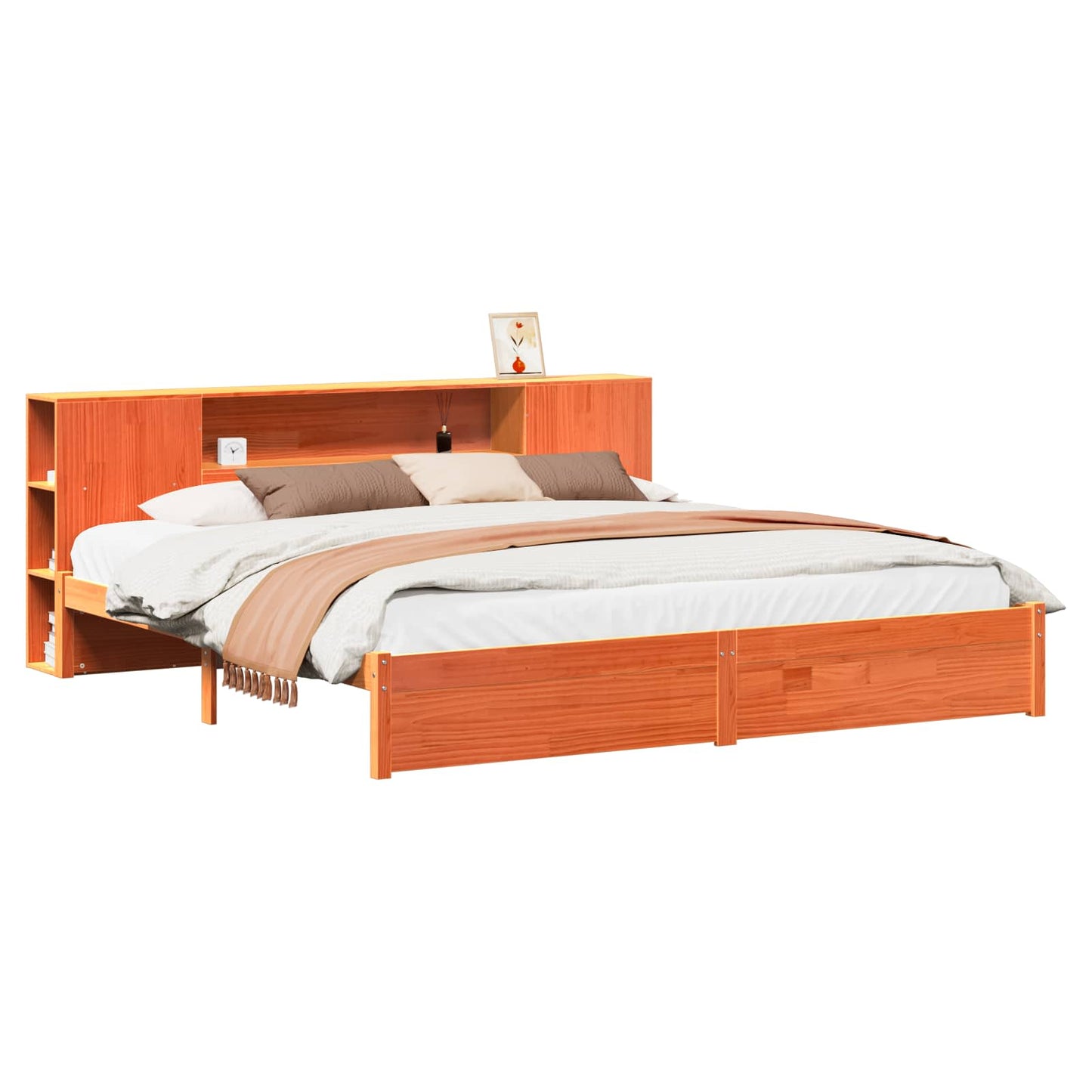 Bedframe met opberghoofdeksel 2 pcs Wasbruin Massief Vurenhout is nu te koop bij PeponiXL, paradijselijk wonen!