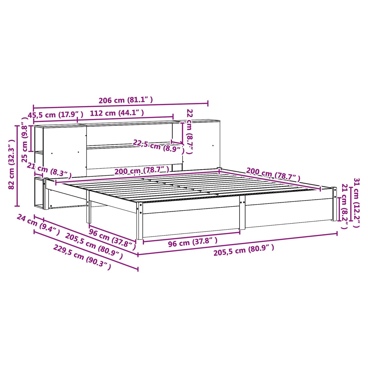 Bedframe met opberghoofdeksel 2 pcs Wasbruin Massief Vurenhout is nu te koop bij PeponiXL, paradijselijk wonen!