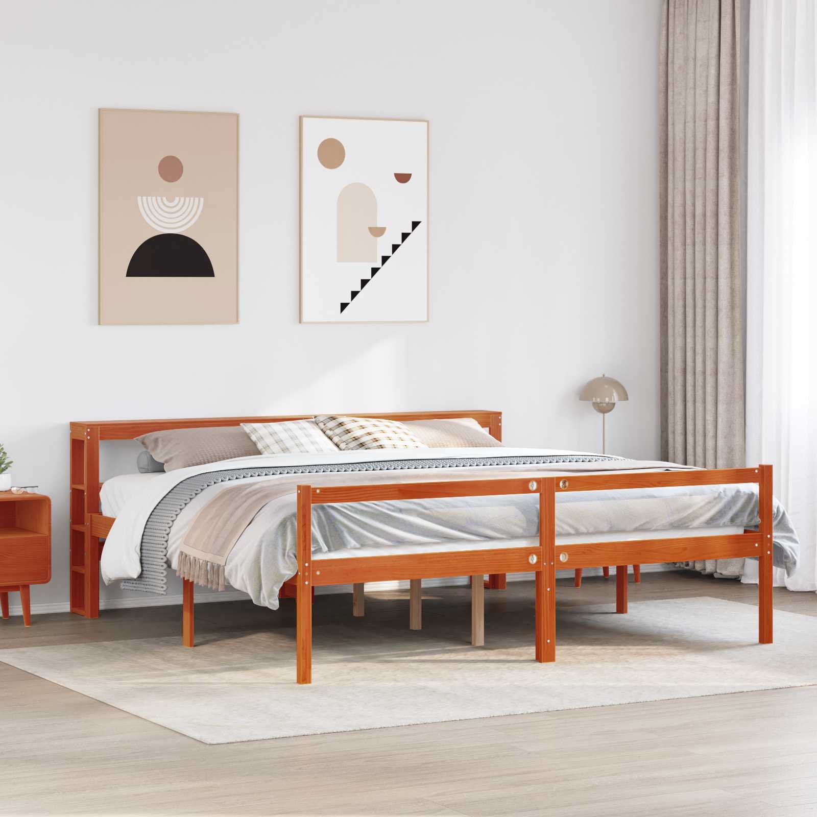 Bedframe met hoofdeinde 2 pcs Wasbruin Massief Vurenhout is nu te koop bij PeponiXL, paradijselijk wonen!