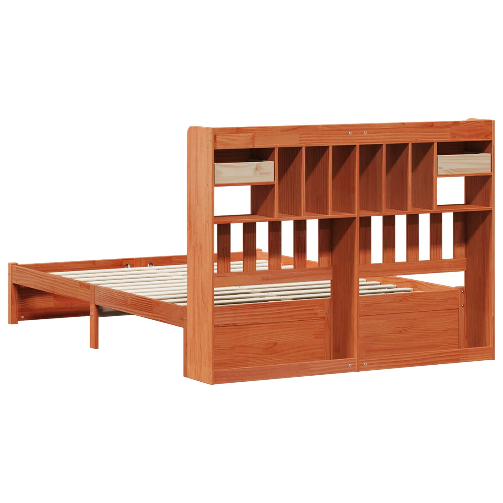Boekenkast Bedframe Wasbruin 200 x 160 cm Massief Vurenhout is nu te koop bij PeponiXL, paradijselijk wonen!