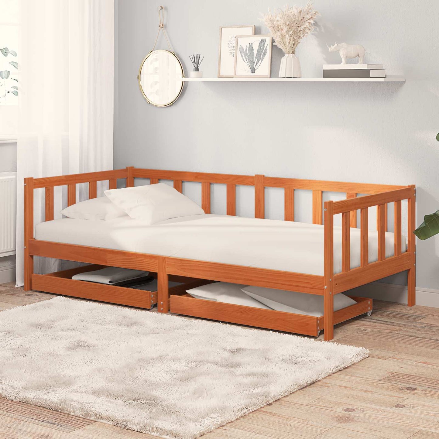 Dagtbed met hoofdeinde 3 pcs Wasbruin Massief Vurenhout is nu te koop bij PeponiXL, paradijselijk wonen!
