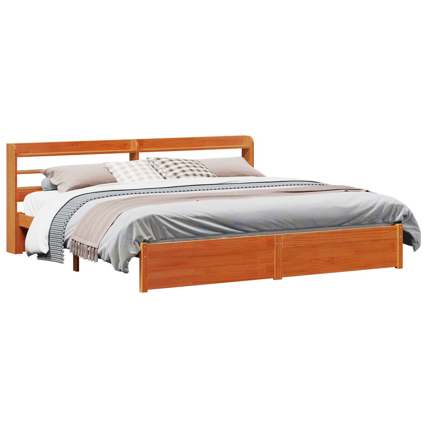 Bedframe met hoofdeinde Wasbruin 200 x 200 cm Massief Vurenhout is nu te koop bij PeponiXL, paradijselijk wonen!