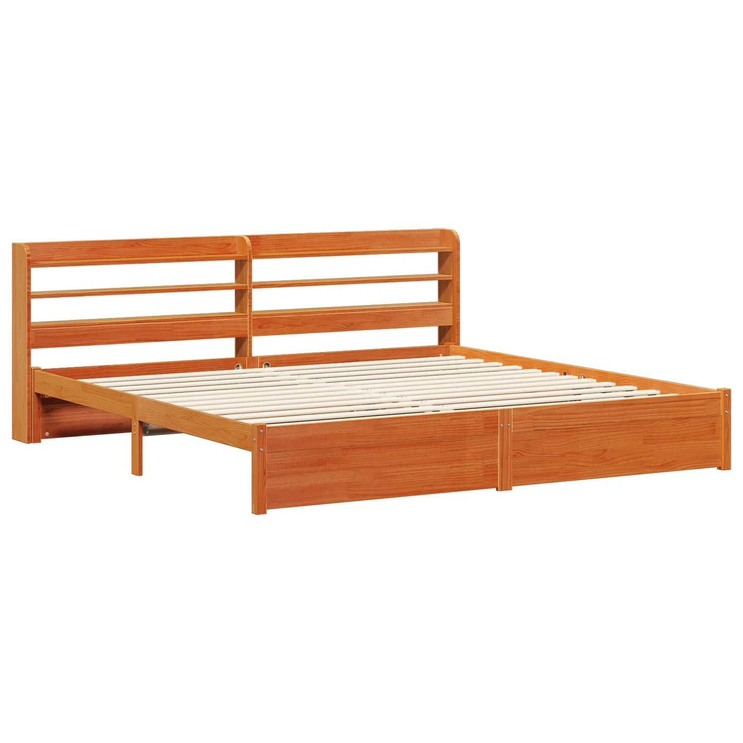 Bedframe met hoofdeinde Wasbruin 200 x 200 cm Massief Vurenhout is nu te koop bij PeponiXL, paradijselijk wonen!