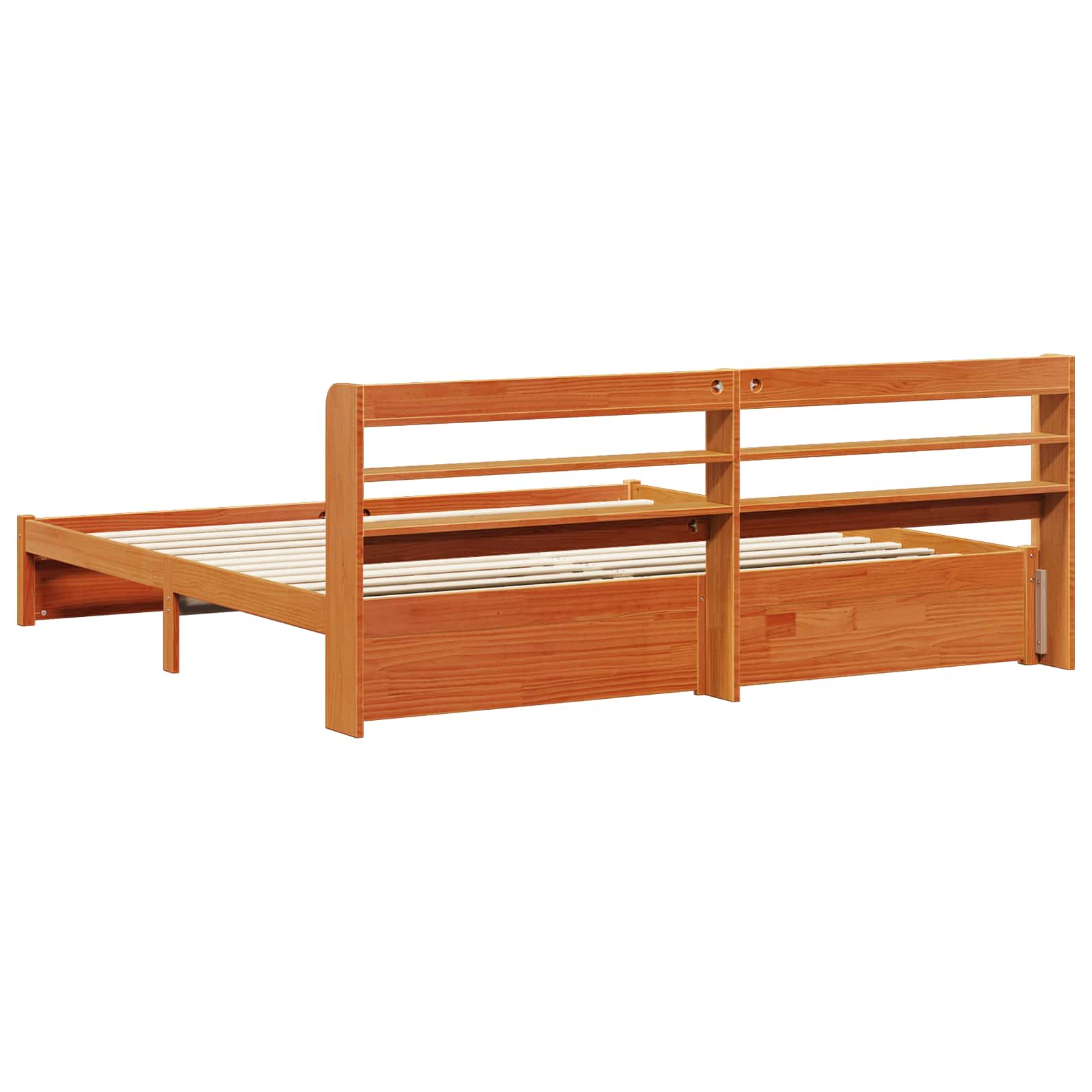 Bedframe met hoofdeinde Wasbruin 200 x 200 cm Massief Vurenhout is nu te koop bij PeponiXL, paradijselijk wonen!