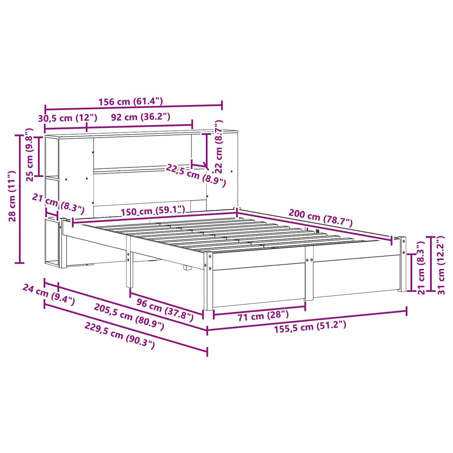 Bedframe met opberghoofdeksel 2 pcs Wasbruin Massief Vurenhout is nu te koop bij PeponiXL, paradijselijk wonen!