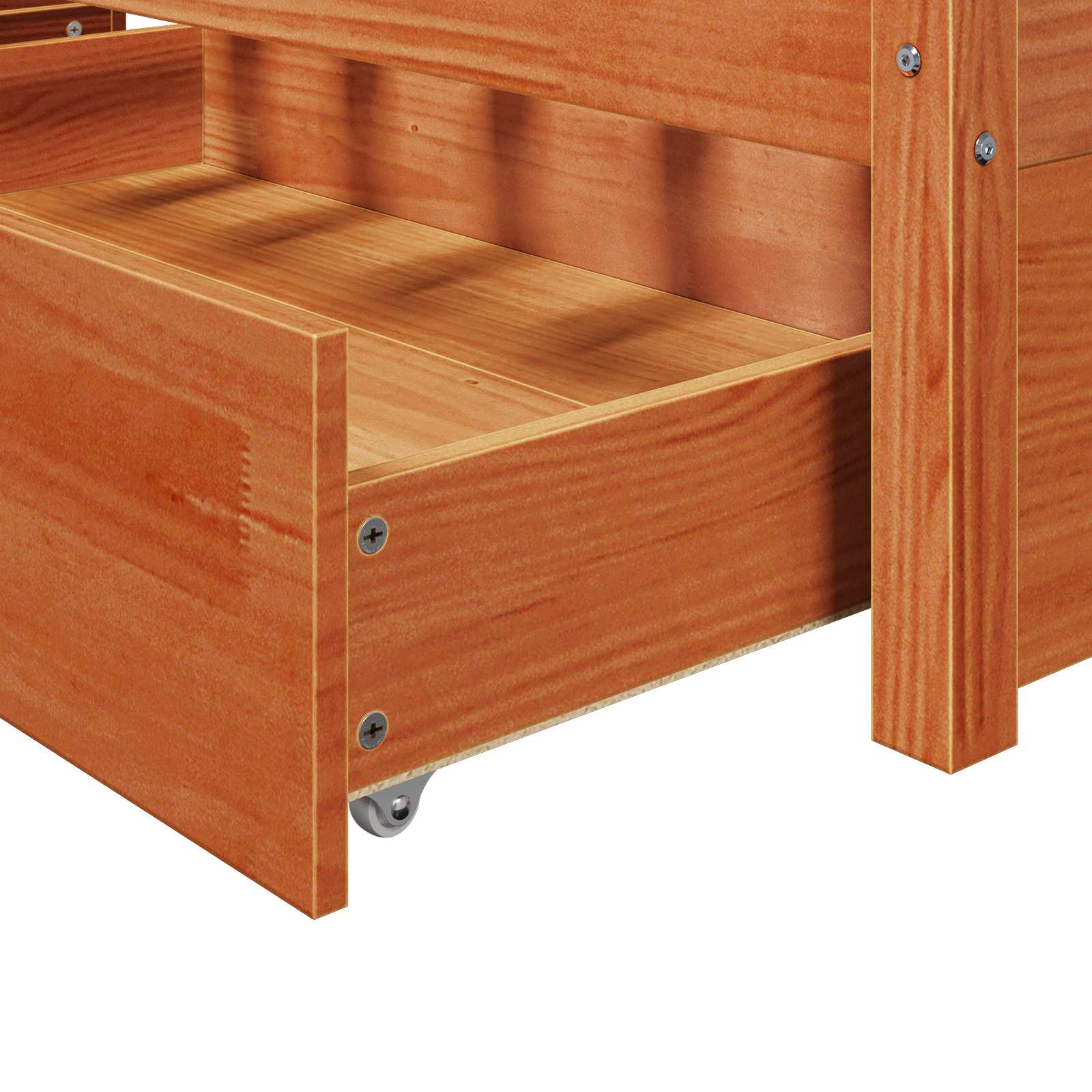 Bedframe met lade Wasbruin 140 x 200 cm Massief Vurenhout is nu te koop bij PeponiXL, paradijselijk wonen!