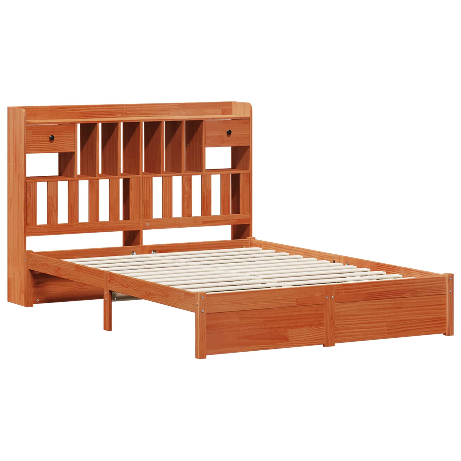 Boekenkast Bedframe Wasbruin 200 x 140 cm Massief Vurenhout is nu te koop bij PeponiXL, paradijselijk wonen!