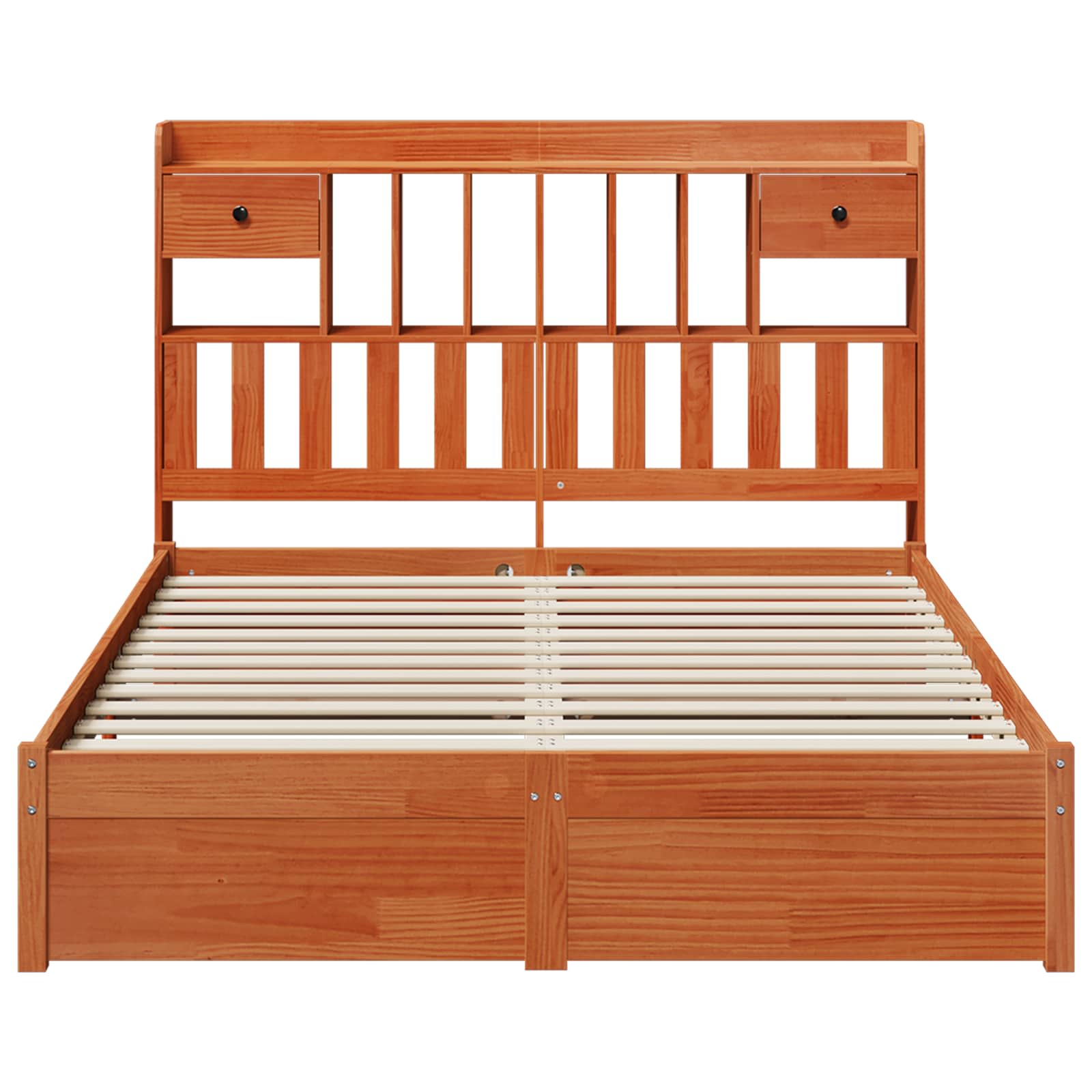 Boekenkast Bedframe Wasbruin 200 x 140 cm Massief Vurenhout is nu te koop bij PeponiXL, paradijselijk wonen!