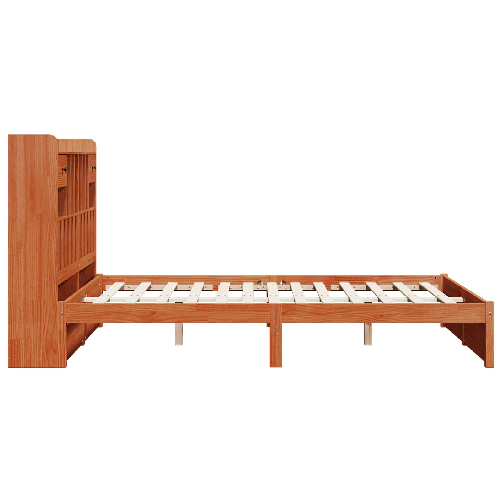 Boekenkast Bedframe Wasbruin 200 x 140 cm Massief Vurenhout is nu te koop bij PeponiXL, paradijselijk wonen!