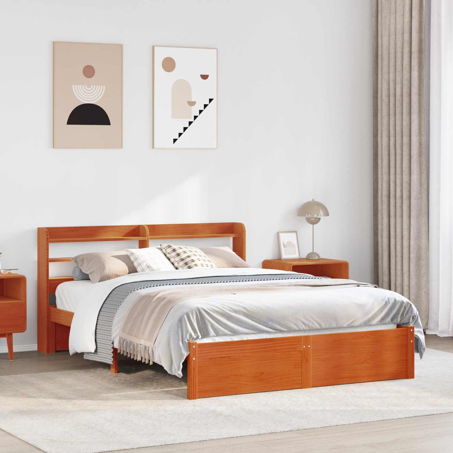 Bedframe met hoofdeinde Wasbruin 150 x 200 cm Massief Vurenhout is nu te koop bij PeponiXL, paradijselijk wonen!