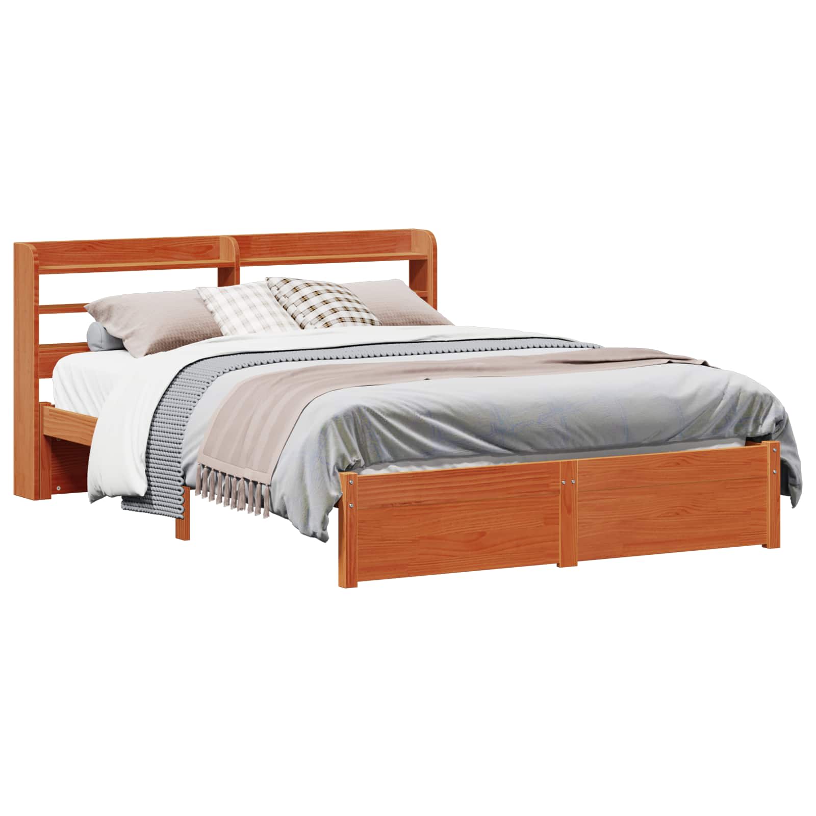 Bedframe met hoofdeinde Wasbruin 150 x 200 cm Massief Vurenhout is nu te koop bij PeponiXL, paradijselijk wonen!