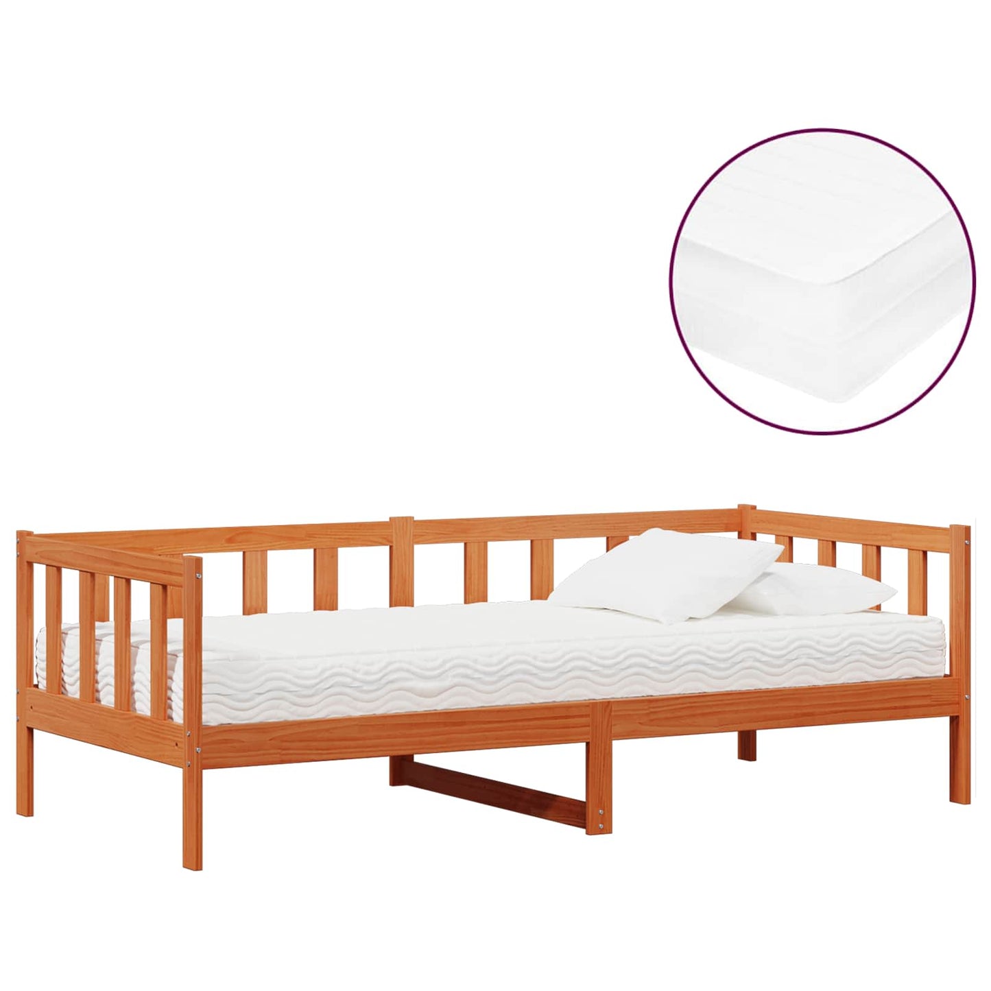 Daybed met matras met hoofdeinde Waxbruin en wit 90 x 200 cm is nu te koop bij PeponiXL, paradijselijk wonen!