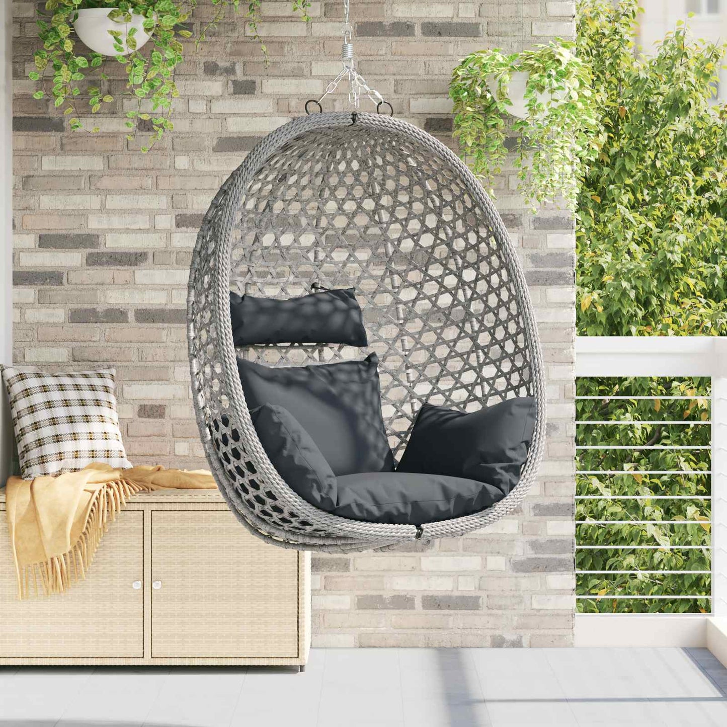 Hangende eierstoel zonder standaard Antraciet en Grijs is nu te koop bij PeponiXL, paradijselijk wonen!