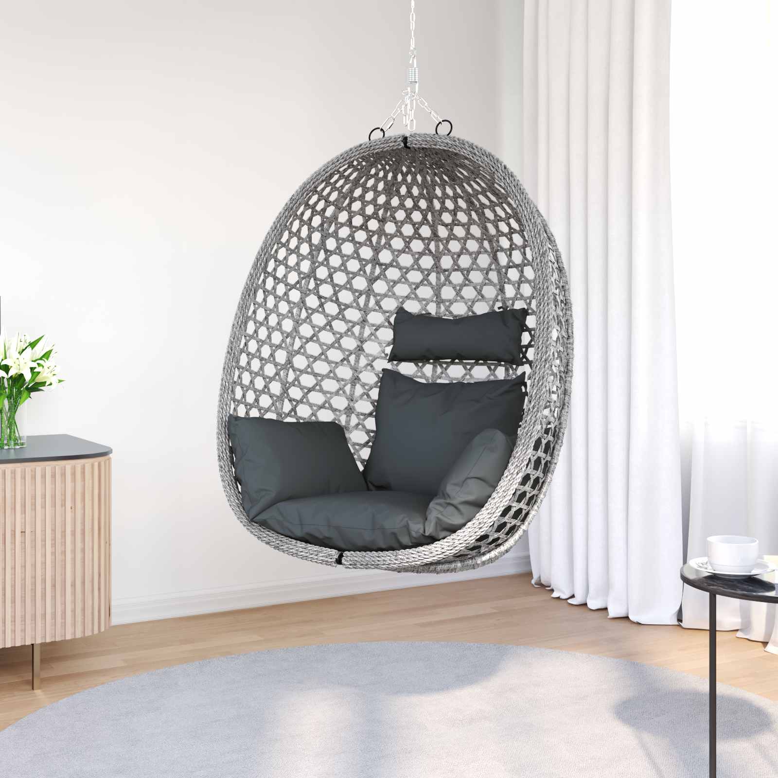 Hangende eierstoel zonder standaard Antraciet en Grijs is nu te koop bij PeponiXL, paradijselijk wonen!