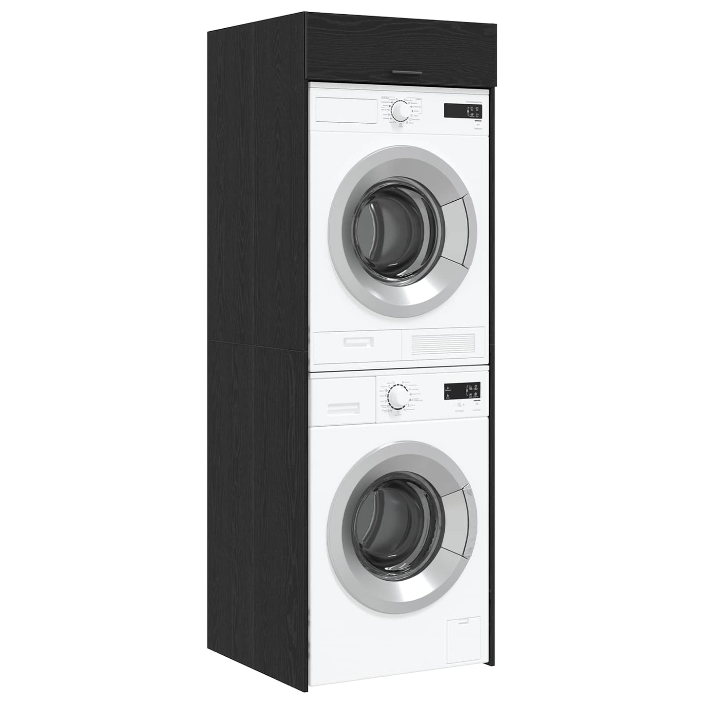 Wasmachinekast Zwart Eiken 67,5 x 68 x 200 cm Bewerkt hout