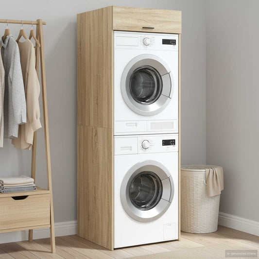 Wasmachinekast Sonoma 67,5 x 68 x 200 cm Bewerkt hout is nu te koop bij PeponiXL, paradijselijk wonen!