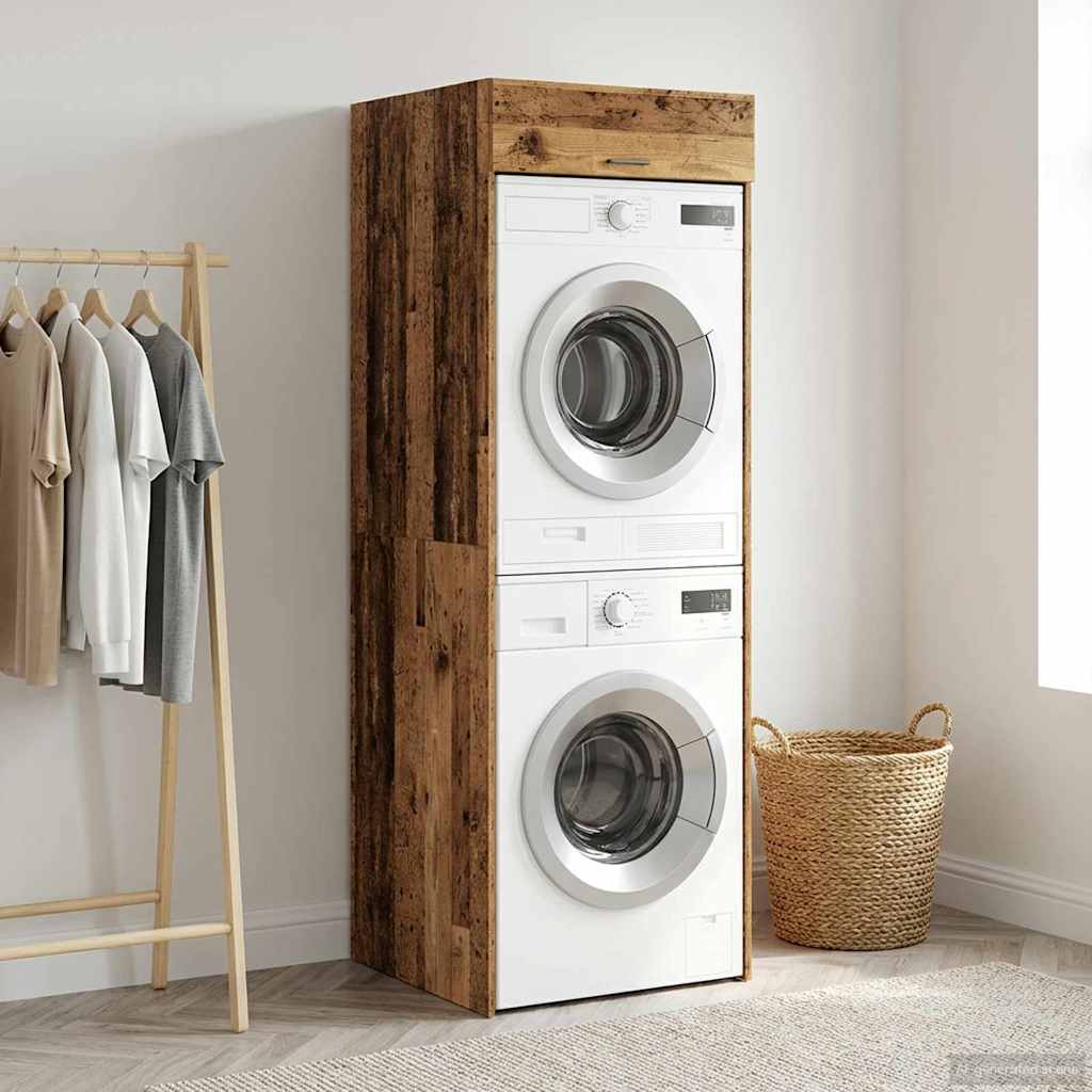 Wasmachinekast Oudhout 67,5 x 68 x 200 cm Bewerkt hout is nu te koop bij PeponiXL, paradijselijk wonen!