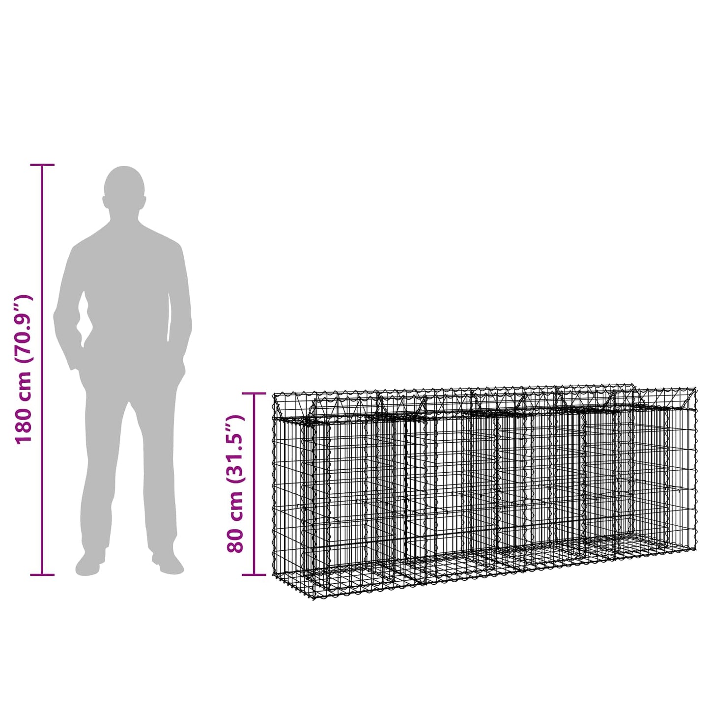 Gabion Verhoogd Bed 2 pcs Zilverkleurig is nu te koop bij PeponiXL, paradijselijk wonen!