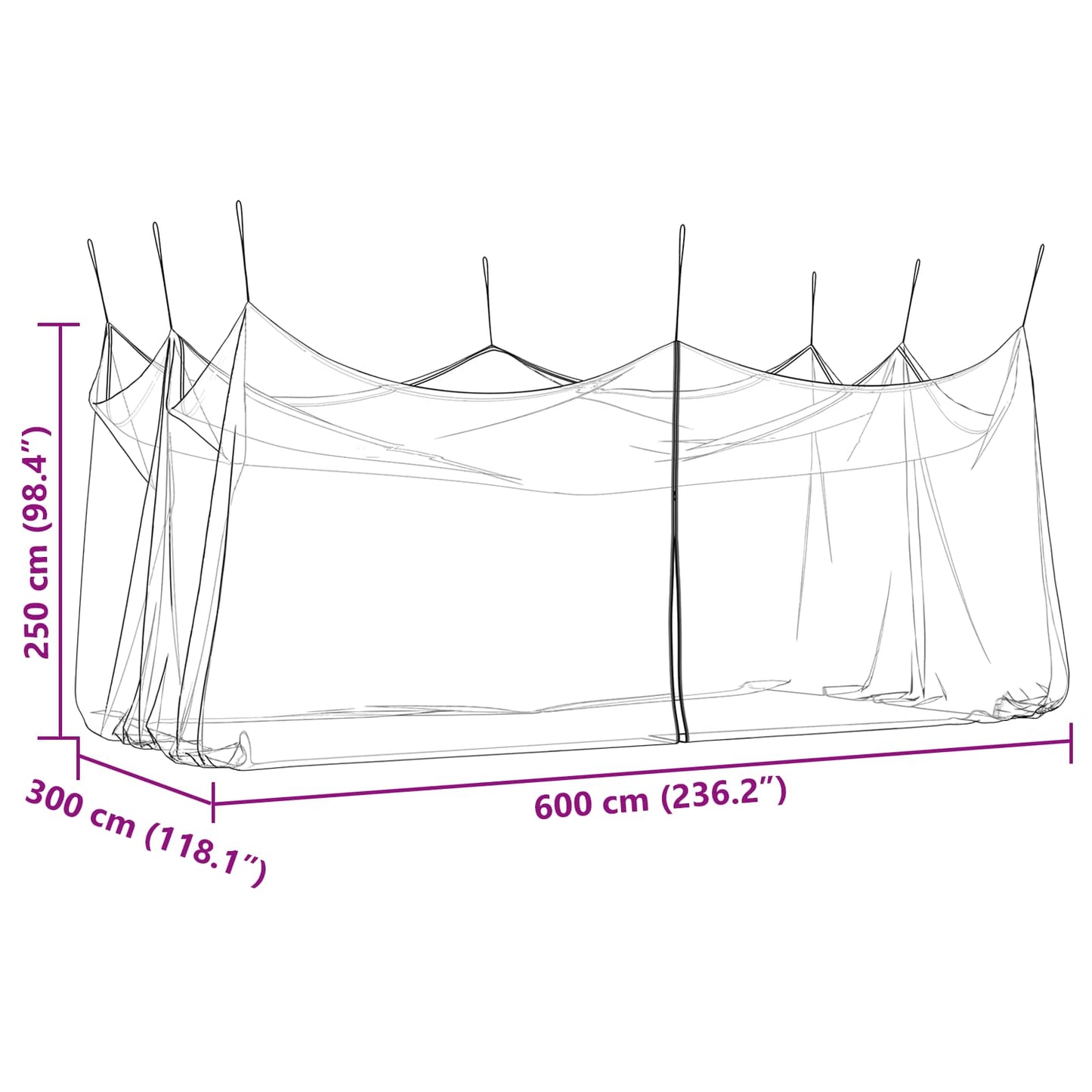 Tuin Muggen Net 156 Gaas Zwart 3 x 6 x 2,5 m Polyester is nu te koop bij PeponiXL, paradijselijk wonen!