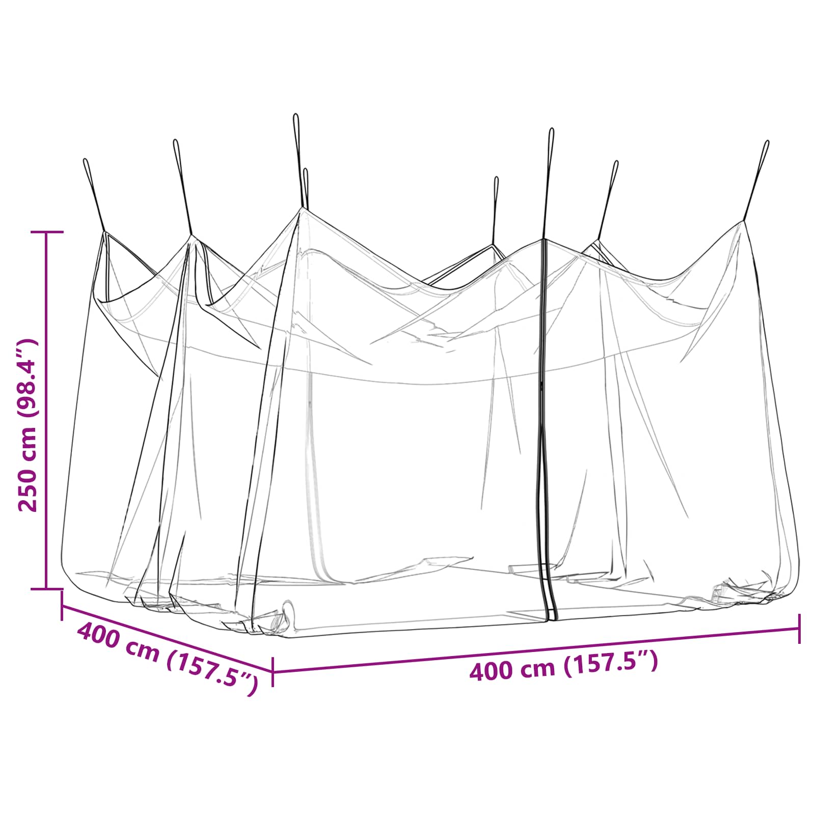 Tuin Muggen Net 156 Gaas Zwart 4 x 4 x 2,5 m Polyester is nu te koop bij PeponiXL, paradijselijk wonen!