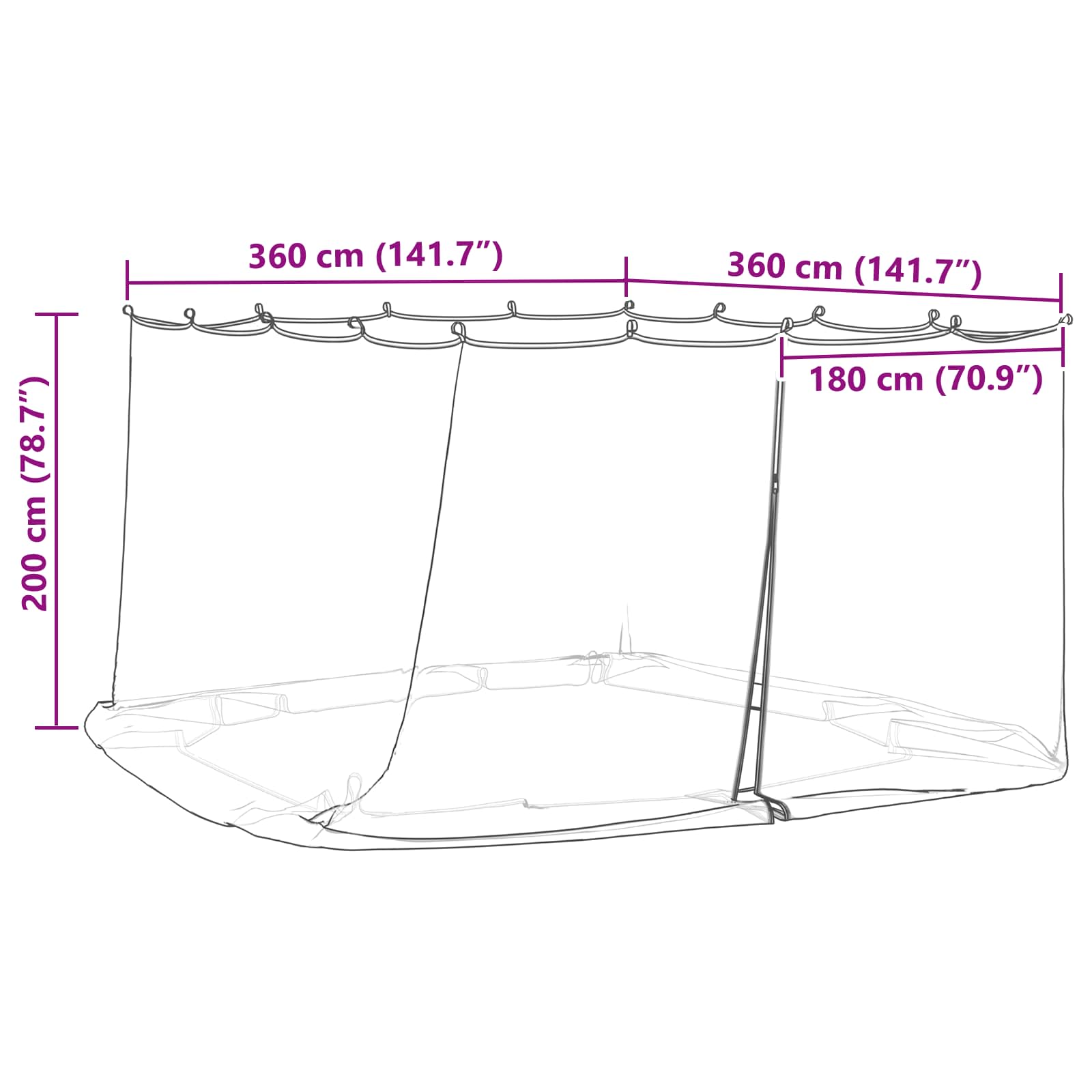 Muggennet voor het prieel 220 mesh Zwart 3,6 x 3,6 x 2 m is nu te koop bij PeponiXL, paradijselijk wonen!