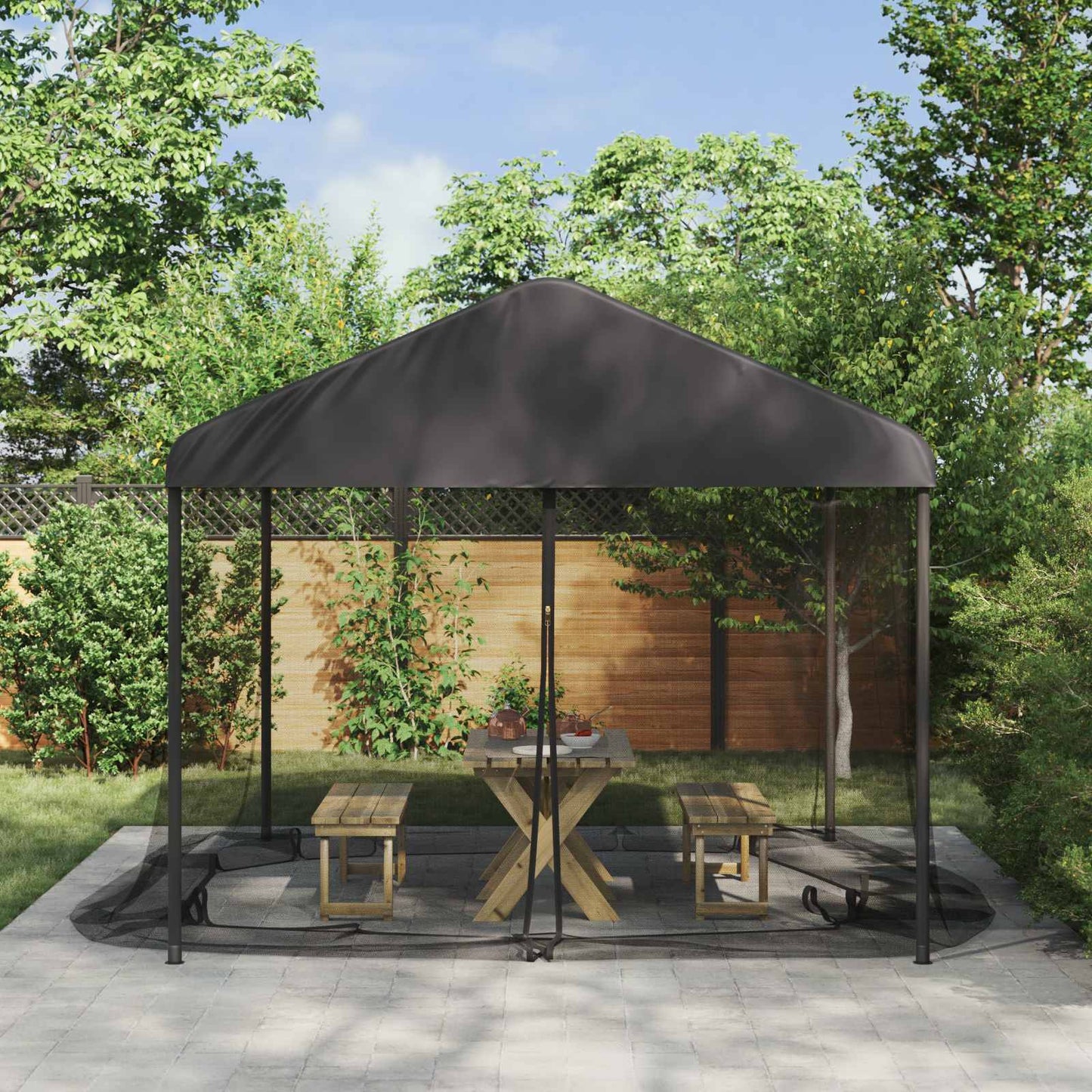 Muggennet voor het prieel 220 mesh Zwart 4 x 3 x 2 cm Polyester is nu te koop bij PeponiXL, paradijselijk wonen!