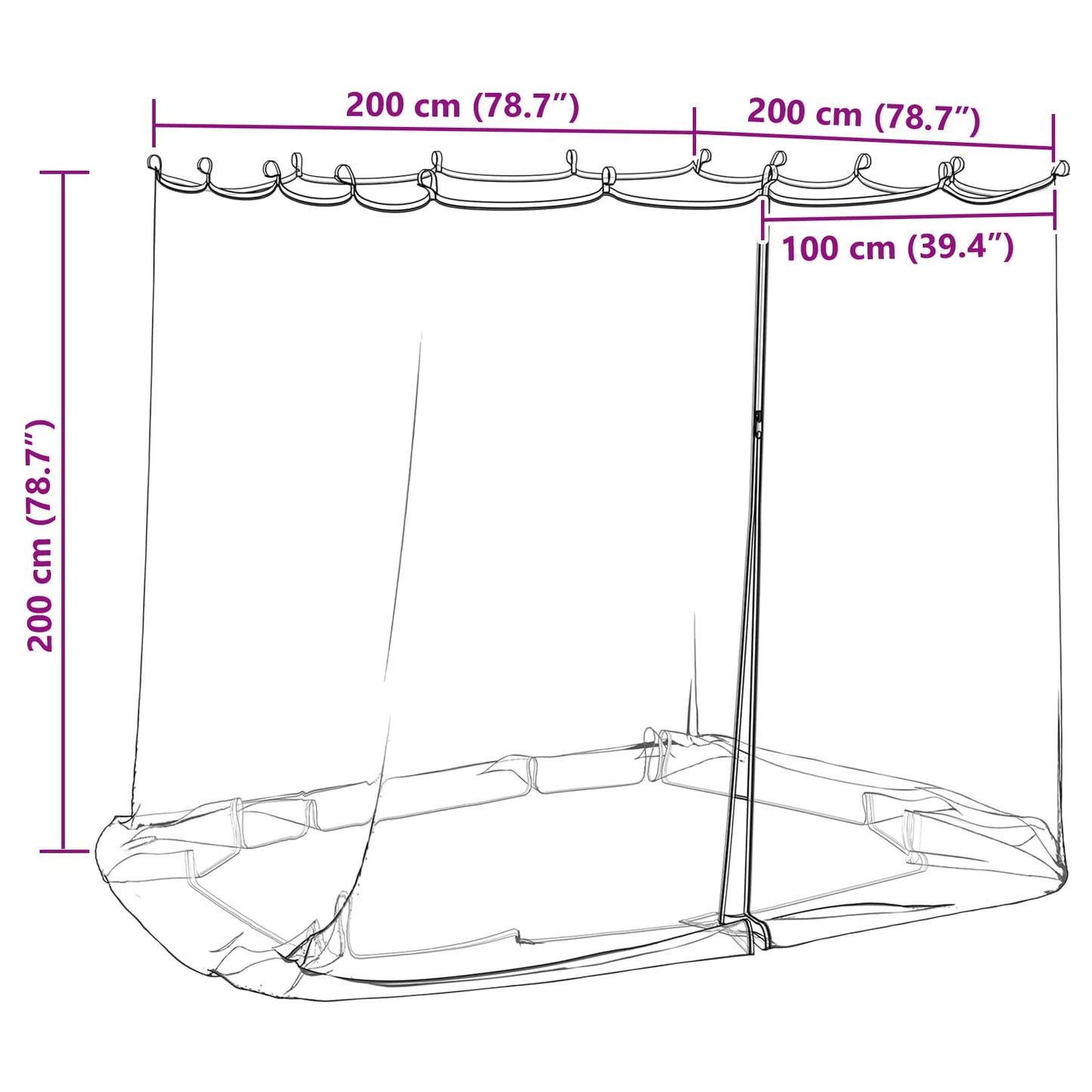 Muggennet voor het prieel 220 mesh Wit 2 x 2 x 2 m Polyester is nu te koop bij PeponiXL, paradijselijk wonen!