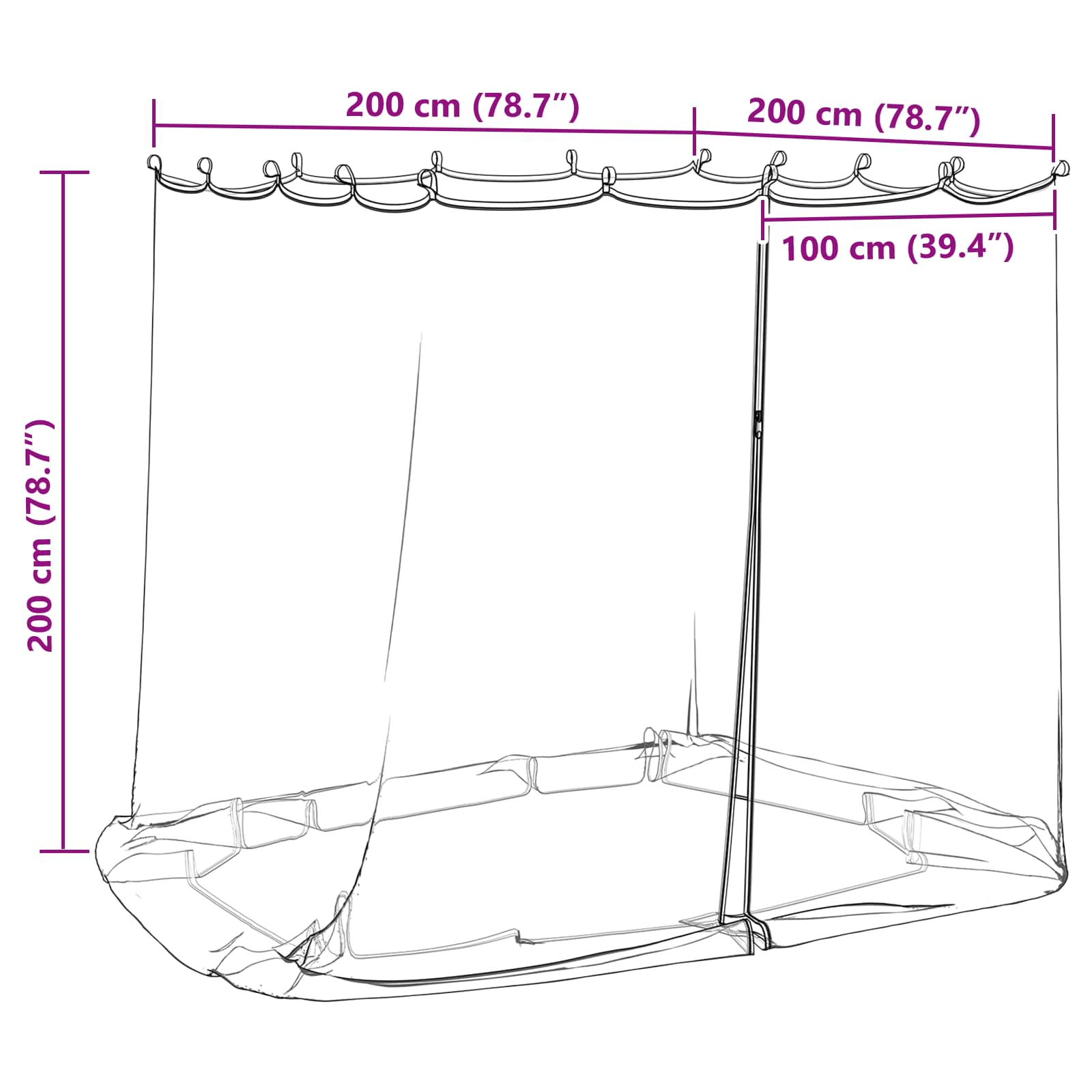 Muggennet voor het prieel 220 mesh Wit 2 x 2 x 2 m Polyester is nu te koop bij PeponiXL, paradijselijk wonen!