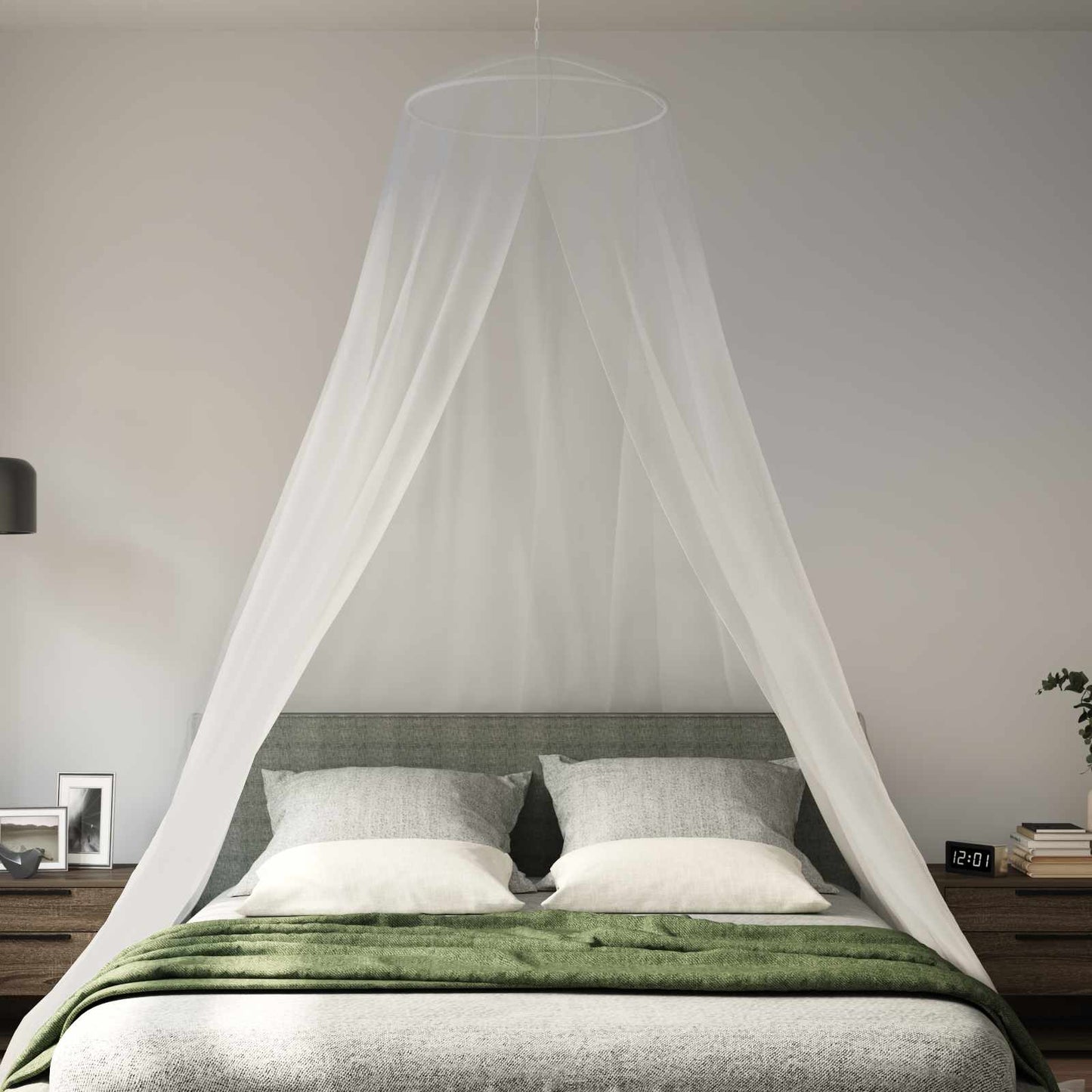Klamboe voor bed 3 pcs 156 mesh Wit ⌀56 x 220 cm Polyester is nu te koop bij PeponiXL, paradijselijk wonen!