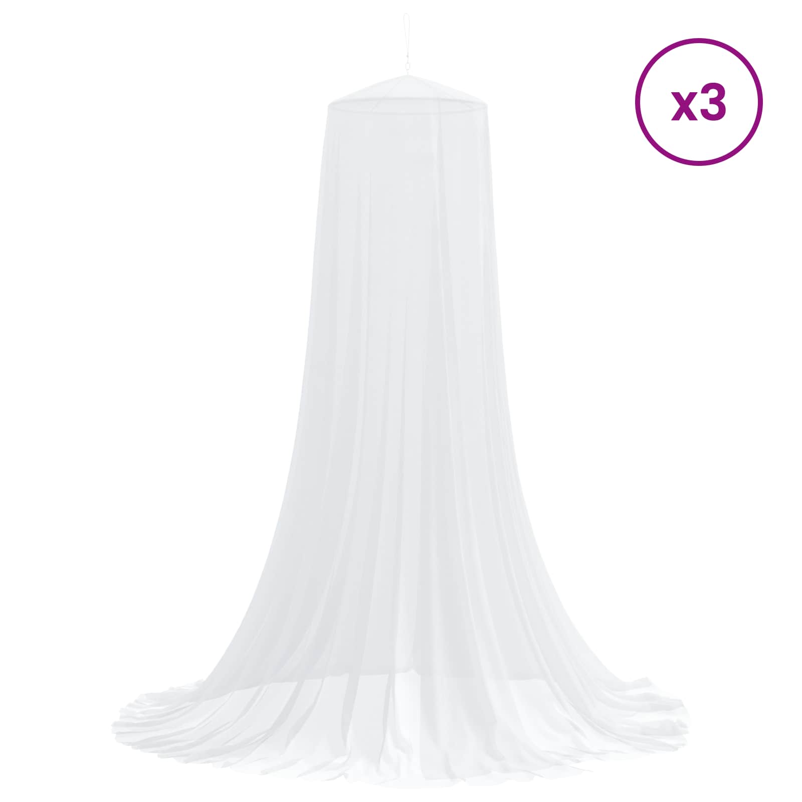 Klamboe voor bed 3 pcs 156 mesh Wit ⌀56 x 220 cm Polyester is nu te koop bij PeponiXL, paradijselijk wonen!