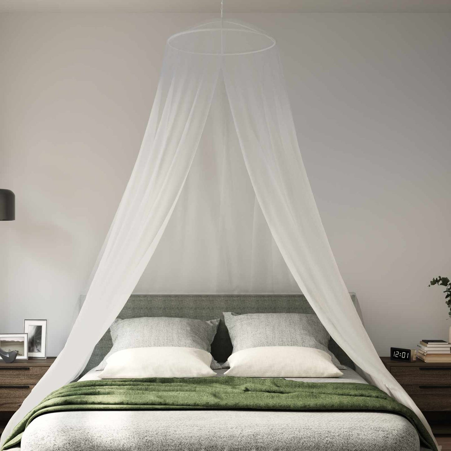 Klamboe voor bed 3 pcs 156 mesh Wit ⌀56 x 220 cm Polyester is nu te koop bij PeponiXL, paradijselijk wonen!