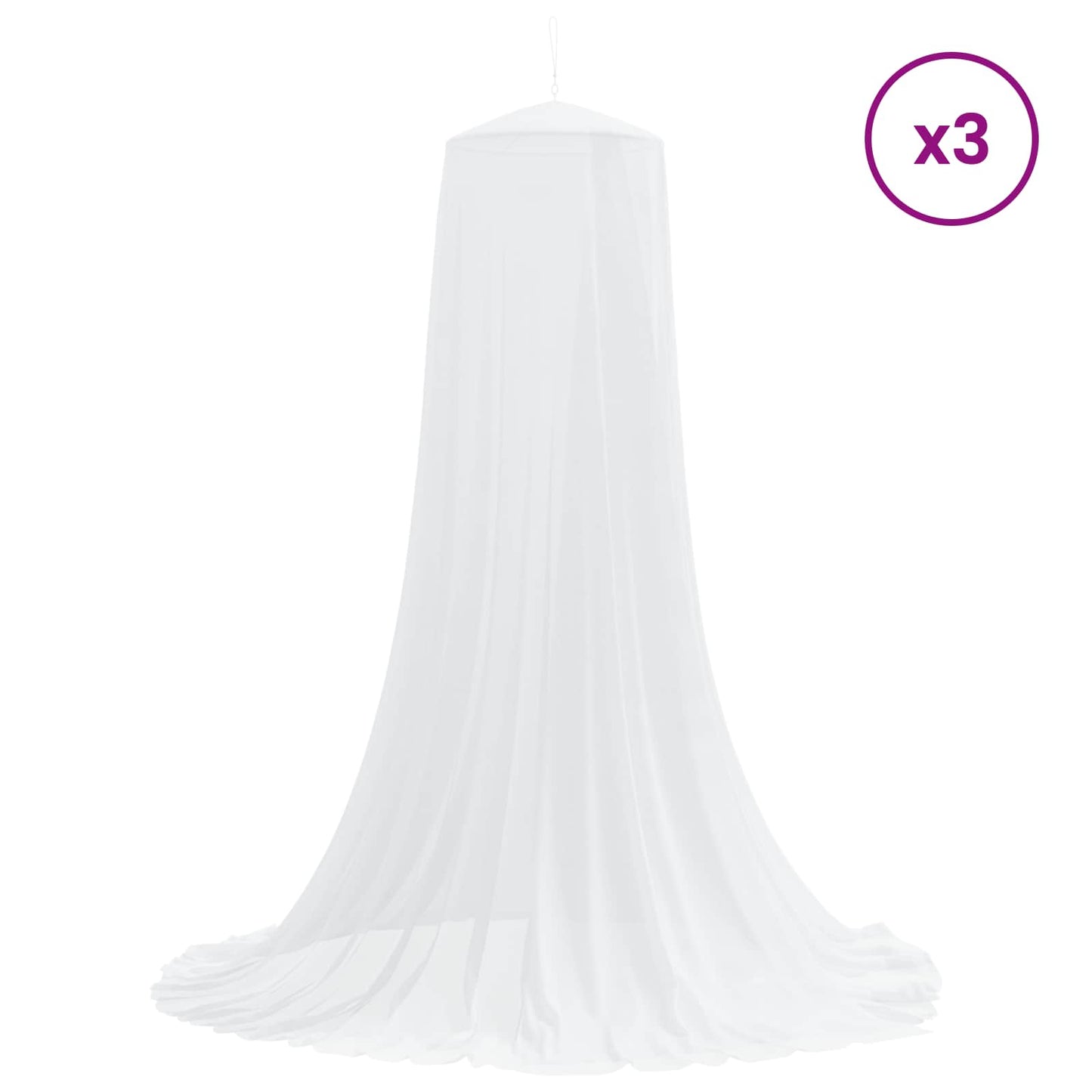 Klamboe voor bed 3 pcs 156 mesh Wit ⌀56 x 220 cm Polyester is nu te koop bij PeponiXL, paradijselijk wonen!