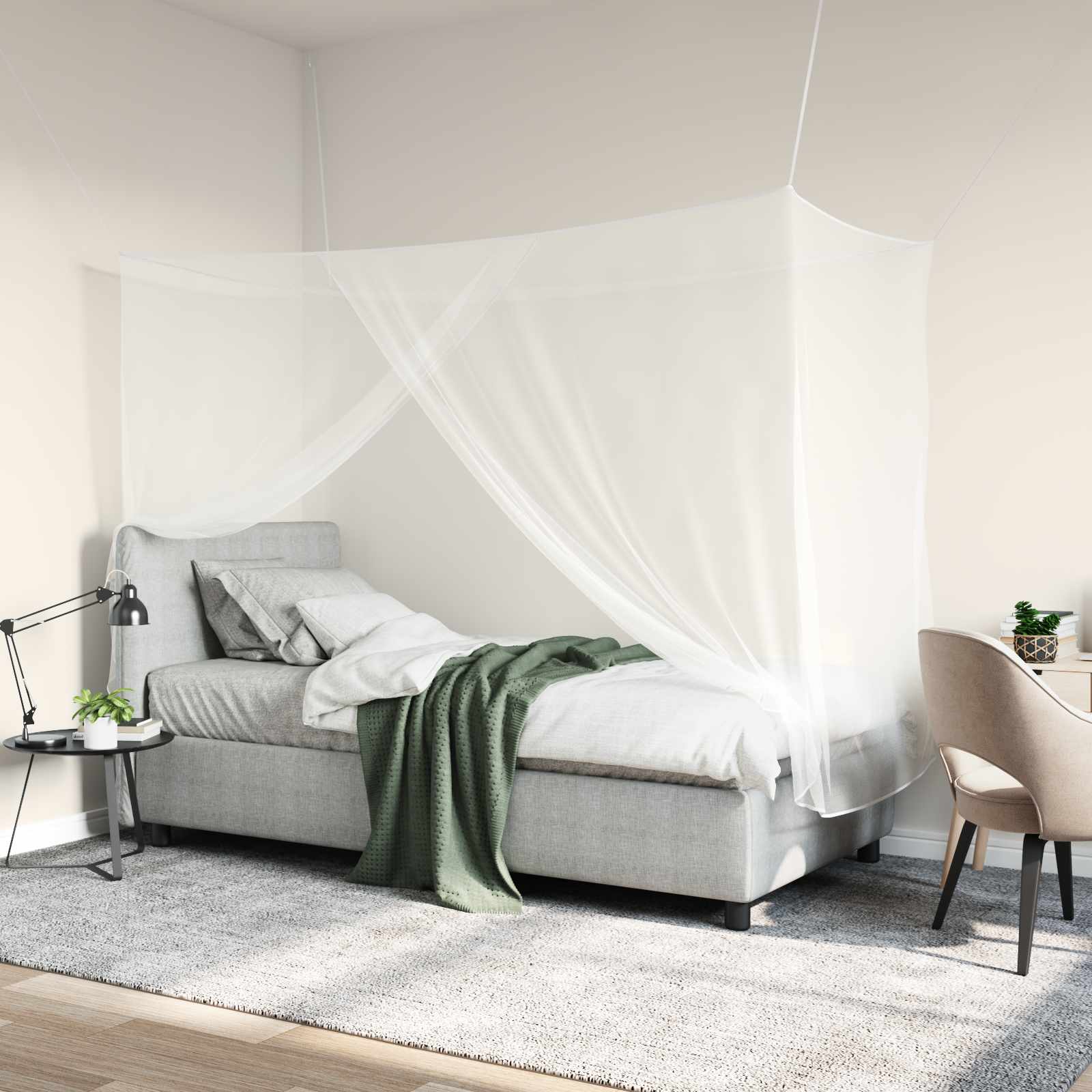 Muggennetje voor Bed 156 Gaas 3 pcs Wit Polyester is nu te koop bij PeponiXL, paradijselijk wonen!
