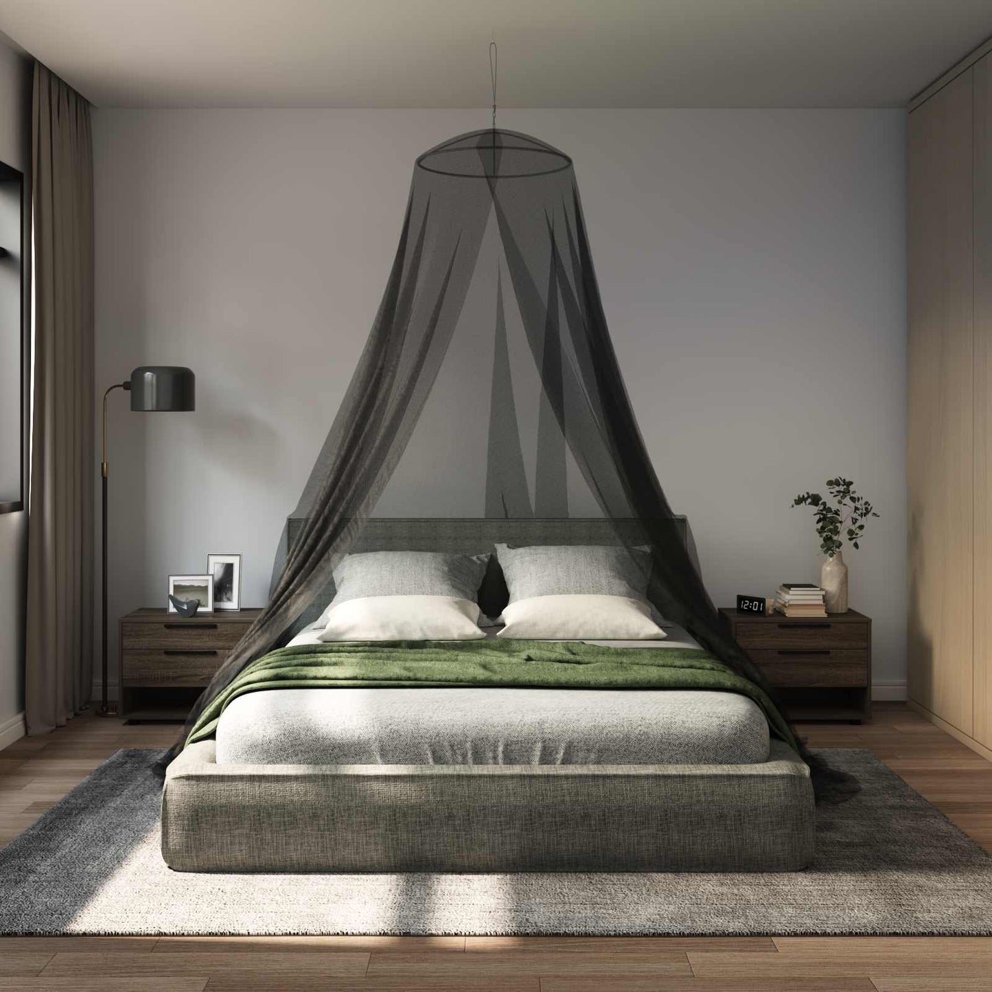 Klamboe voor bed 156 mesh Zwart ⌀56 x 220 cm Polyester is nu te koop bij PeponiXL, paradijselijk wonen!