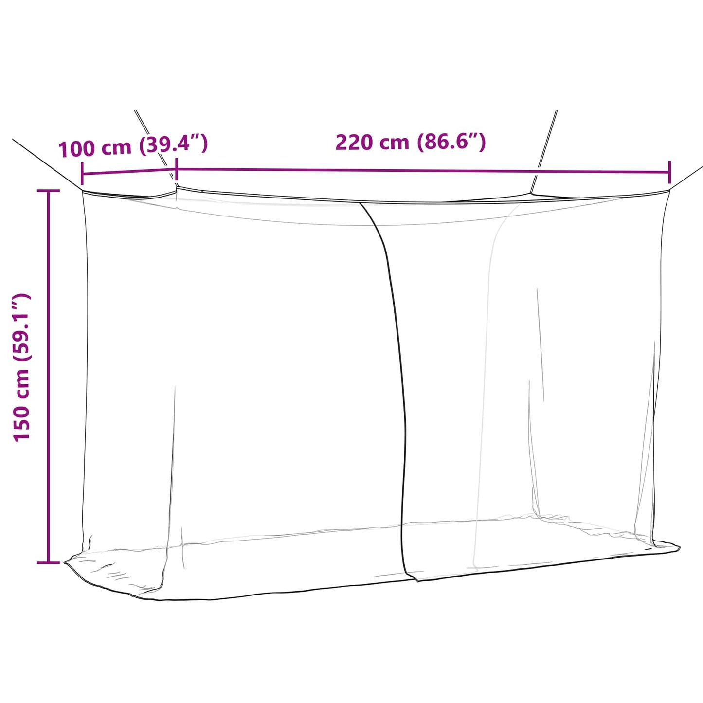 Muggennetje voor Bed 156 Gaas Zwart 220 x 100 x 150 cm is nu te koop bij PeponiXL, paradijselijk wonen!