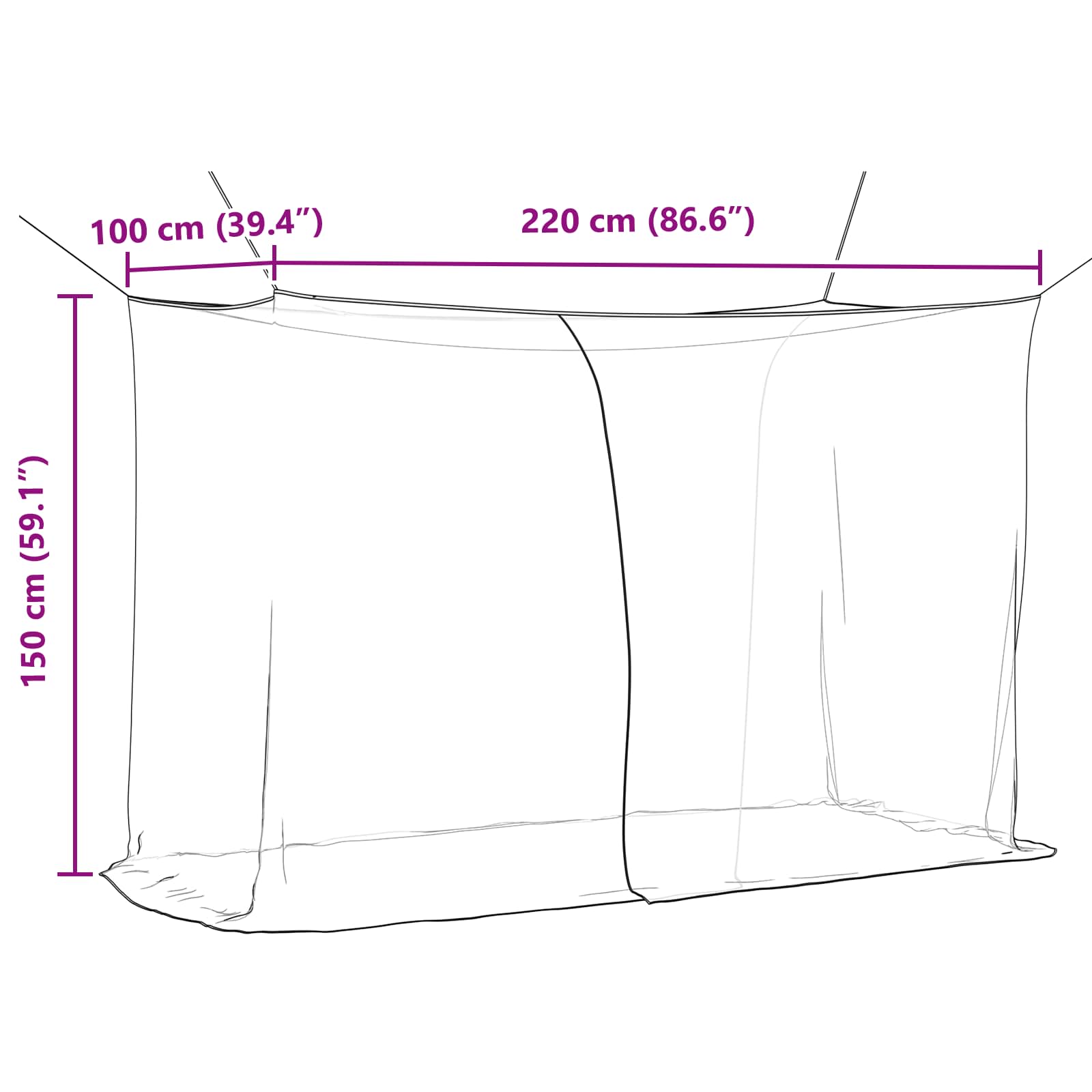 Muggennetje voor Bed 156 Gaas Zwart 220 x 100 x 150 cm is nu te koop bij PeponiXL, paradijselijk wonen!